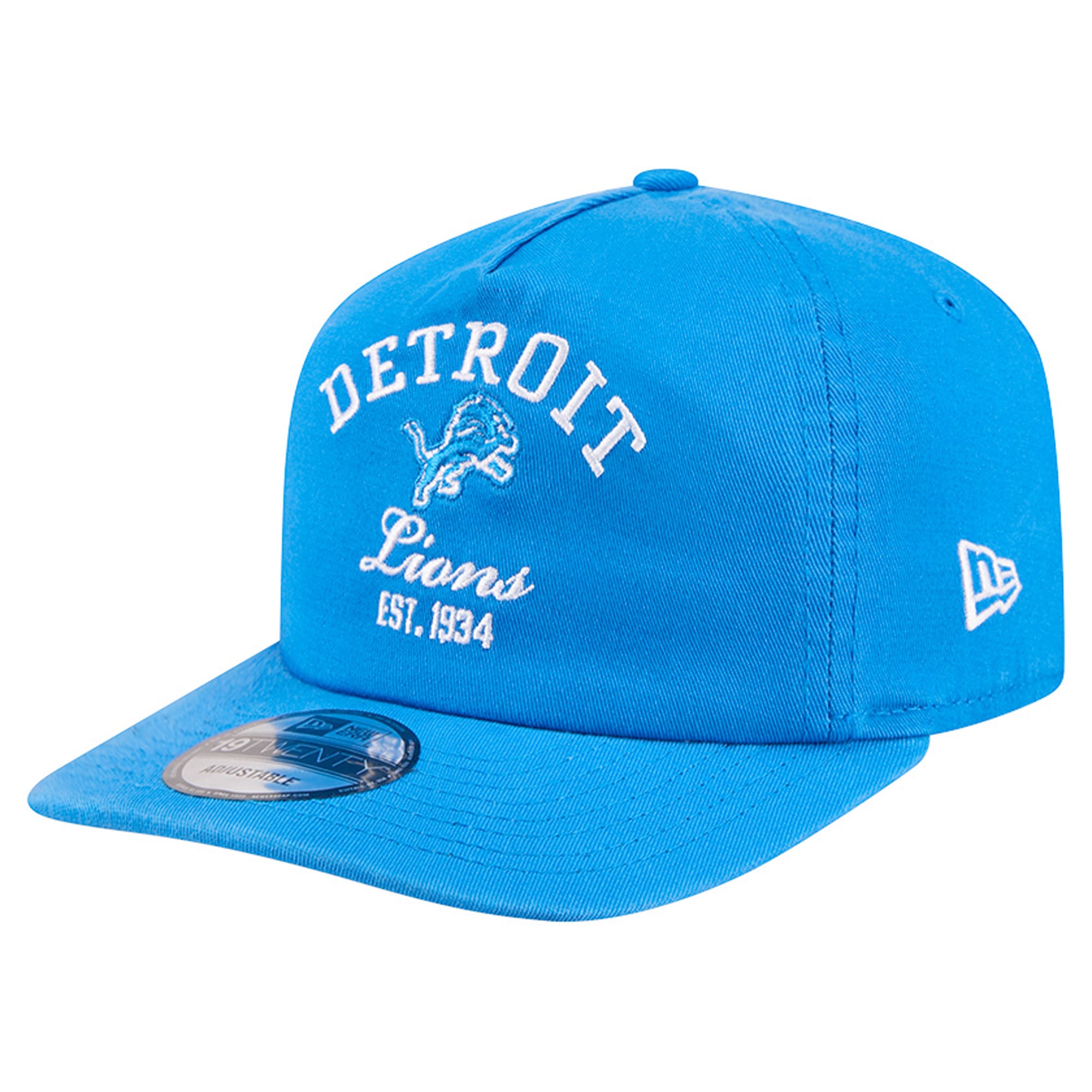 Men's New Era Blue Detroit Lions Stacked 19TWENTY Adjustable Hat