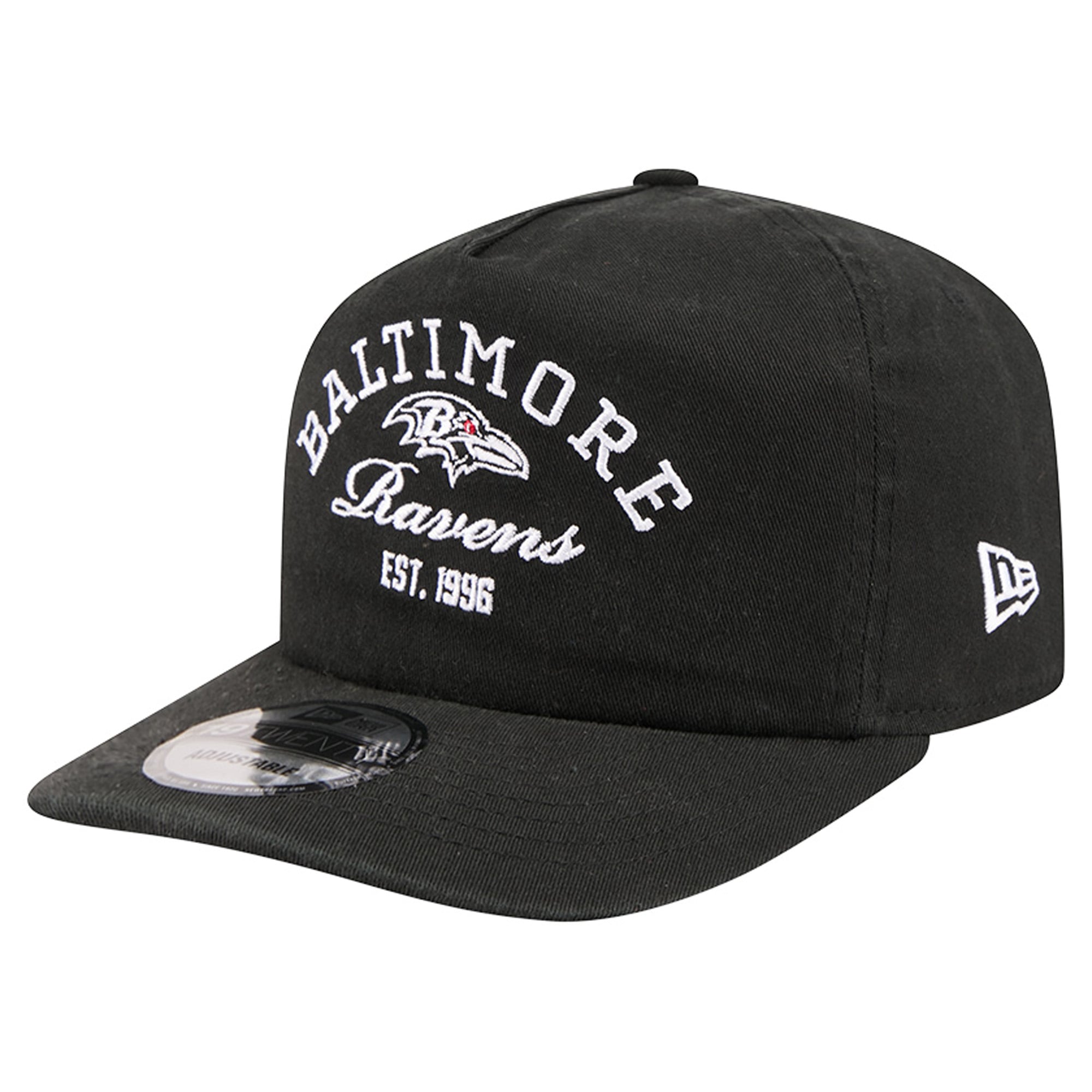 Men's New Era Black Baltimore Ravens Stacked 19TWENTY Adjustable Hat