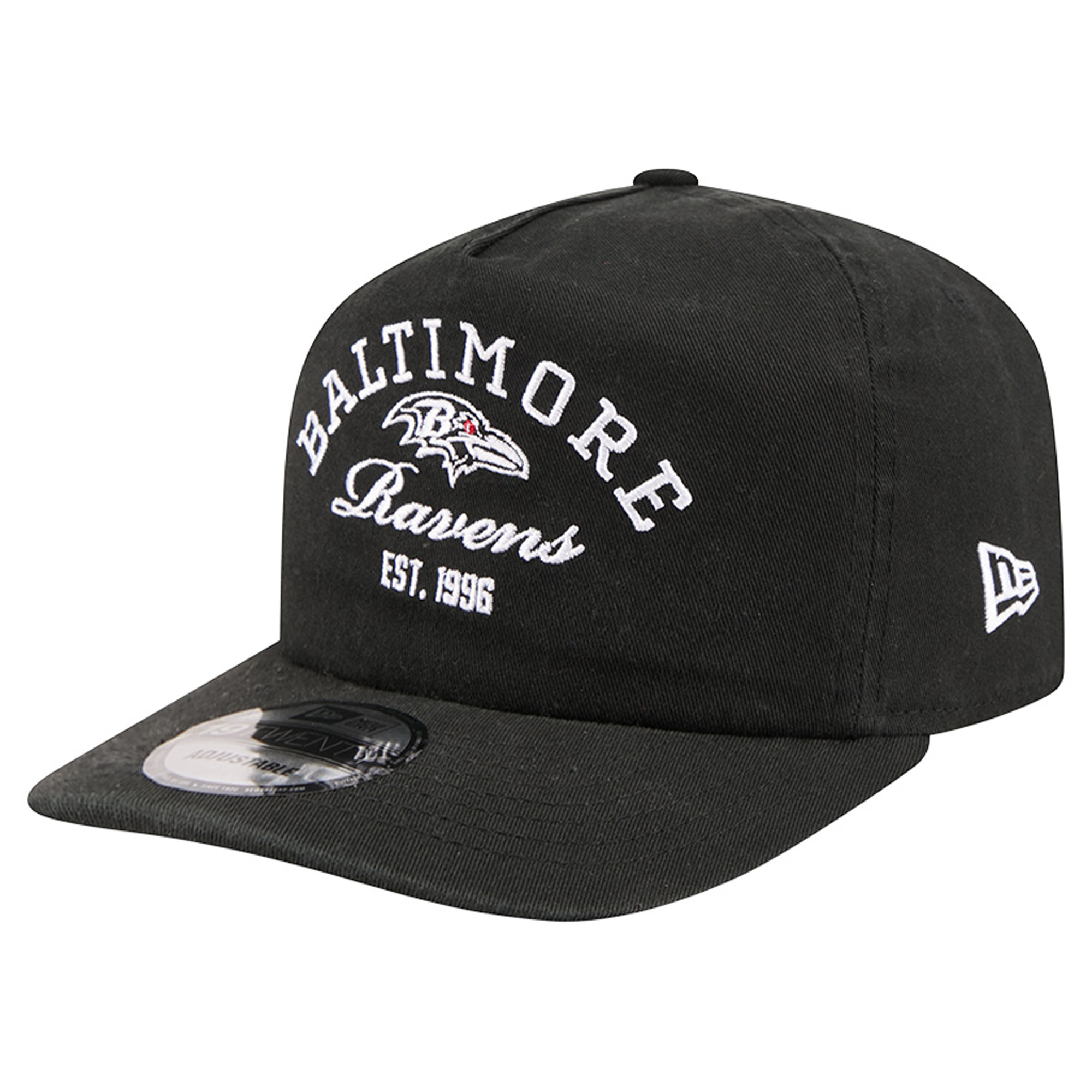 Men's New Era Black Baltimore Ravens Stacked 19TWENTY Adjustable Hat