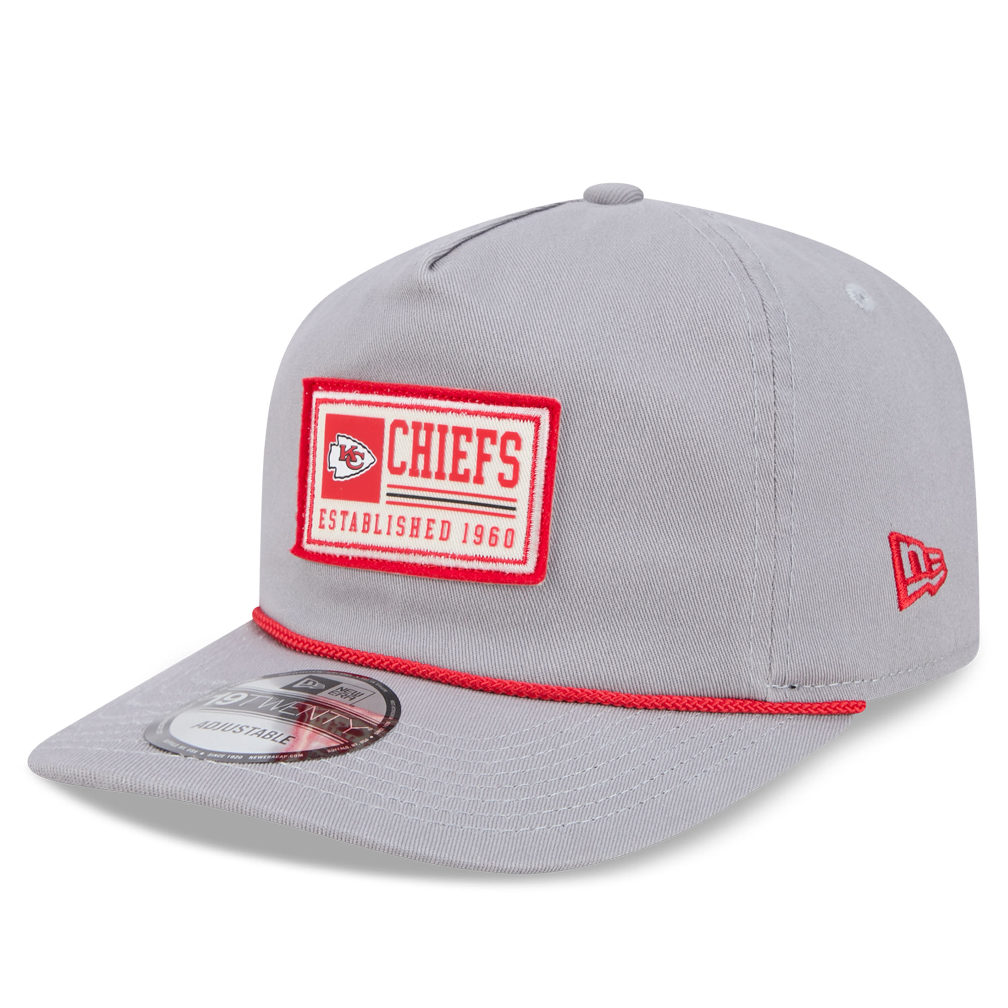 Men's New Era Gray Kansas City Chiefs Patch 19TWENTY Adjustable Hat