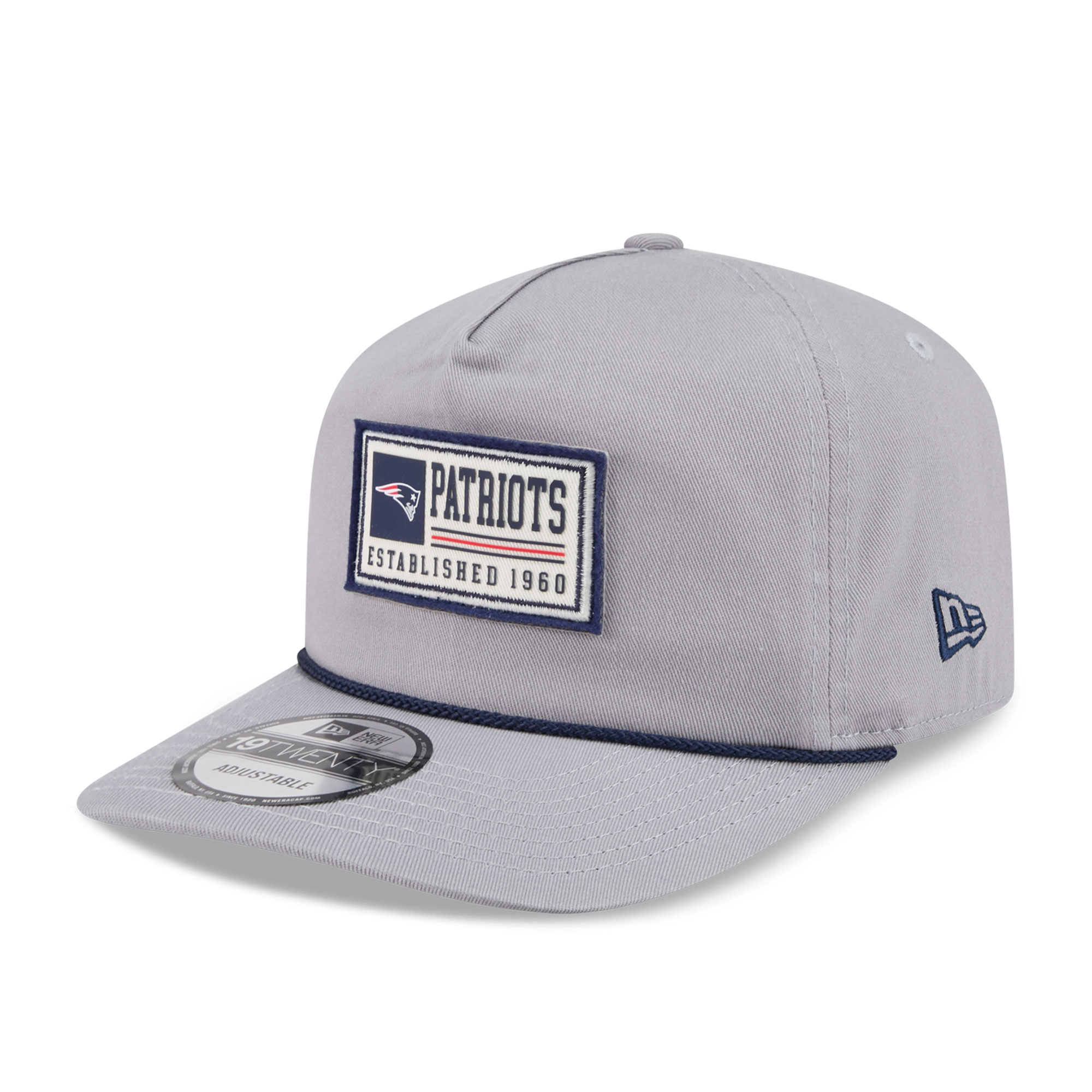 Men's New Era Gray New England Patriots Patch 19TWENTY Adjustable Hat