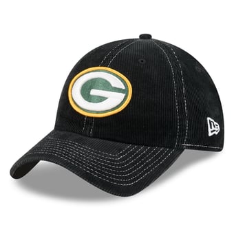 Men's New Era Black Green Bay Packers Corduroy Casual Classic Adjustable Hat