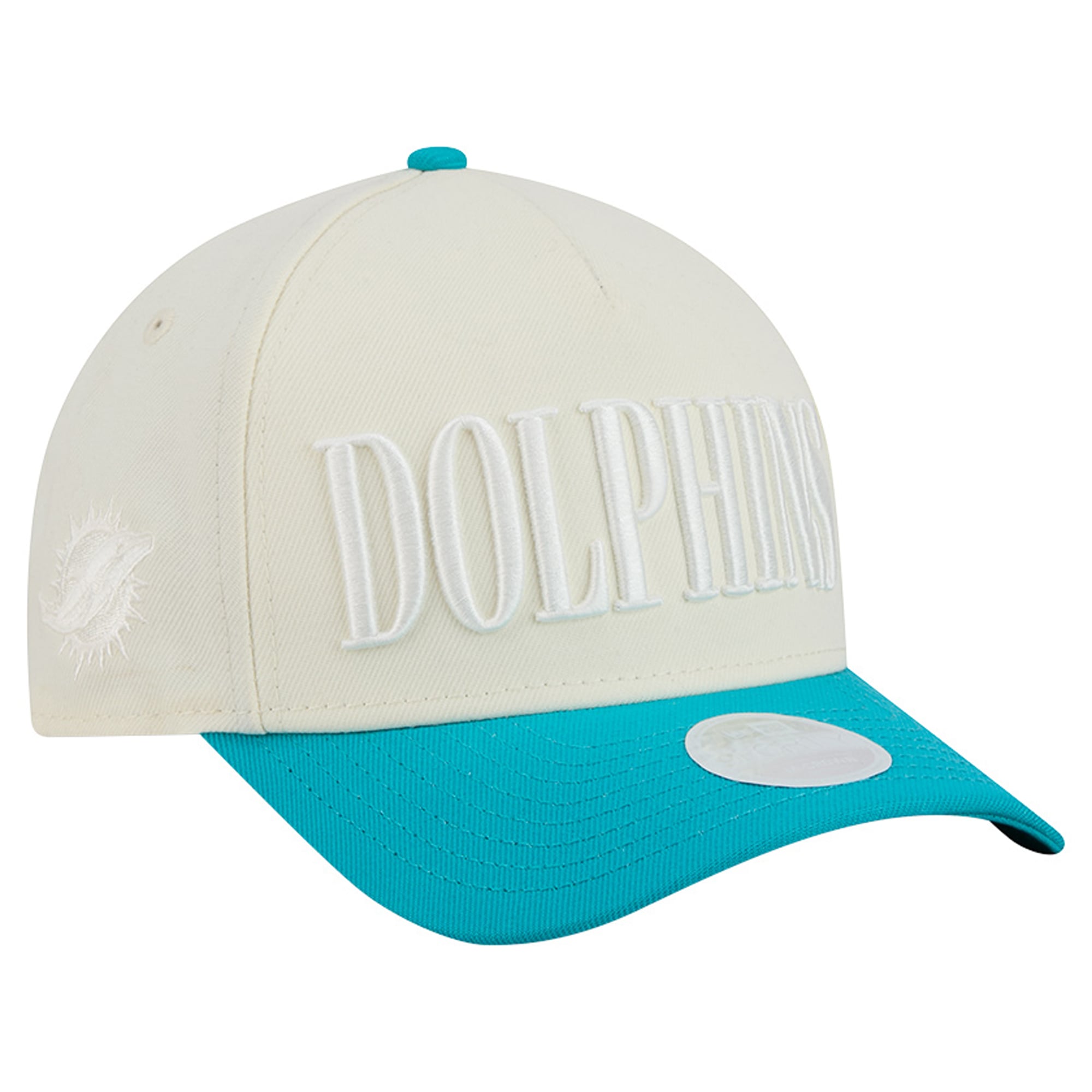 Women's New Era Cream/Aqua Miami Dolphins Tonal A-Frame 9FORTY Adjustable Hat