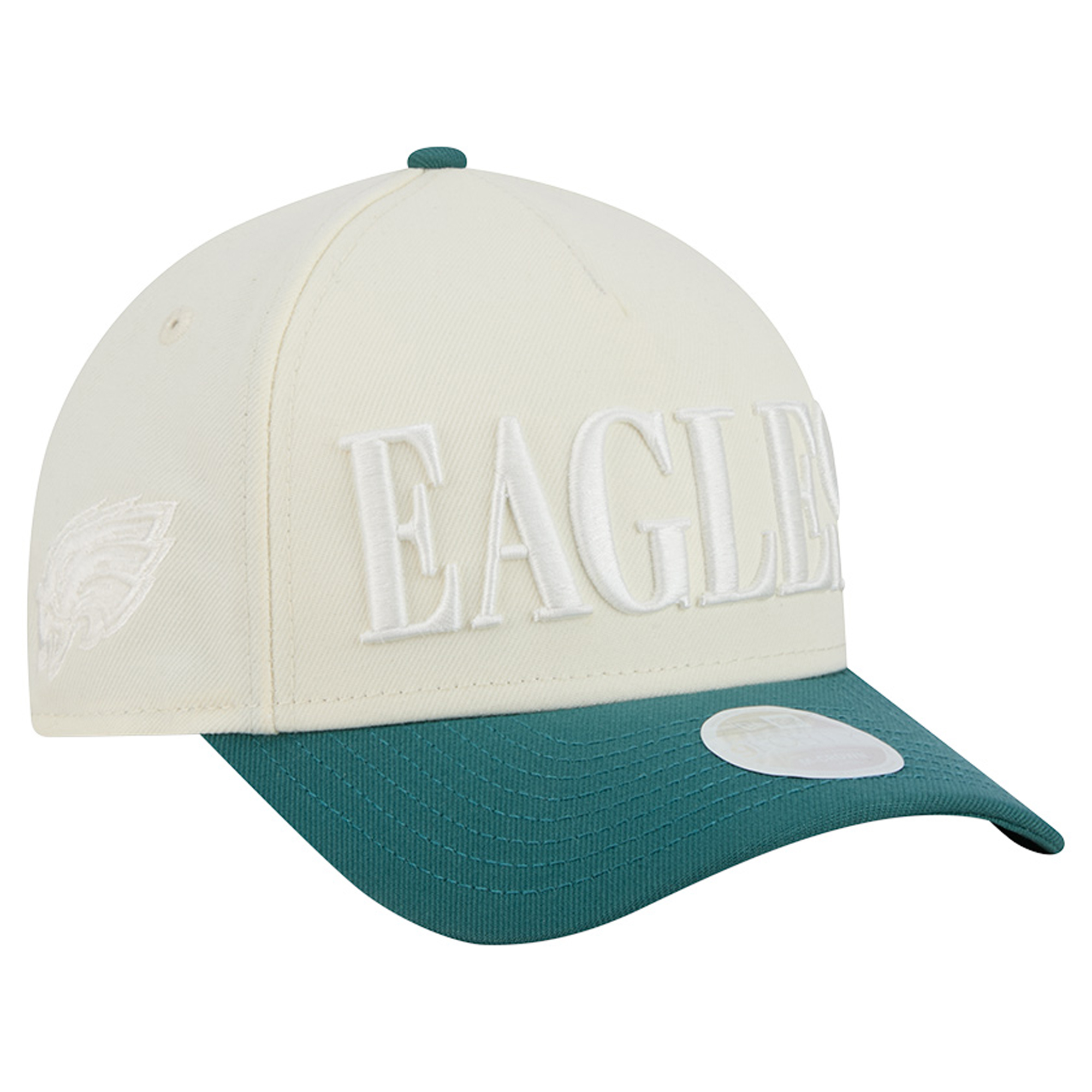Women's New Era Cream/Midnight Green Philadelphia Eagles Tonal A-Frame 9FORTY Adjustable Hat