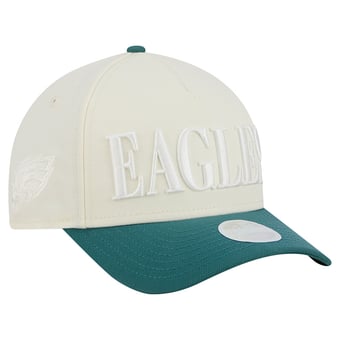 Women's New Era Cream/Midnight Green Philadelphia Eagles Tonal A-Frame 9FORTY Adjustable Hat