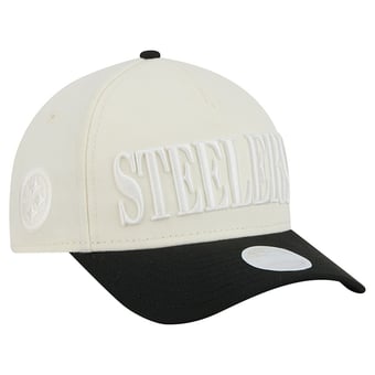 Women's New Era Cream/Black Pittsburgh Steelers Tonal A-Frame 9FORTY Adjustable Hat