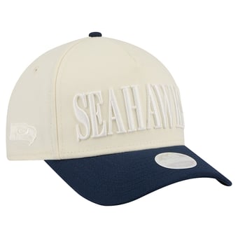 Women's New Era Cream/College Navy Seattle Seahawks Tonal A-Frame 9FORTY Adjustable Hat