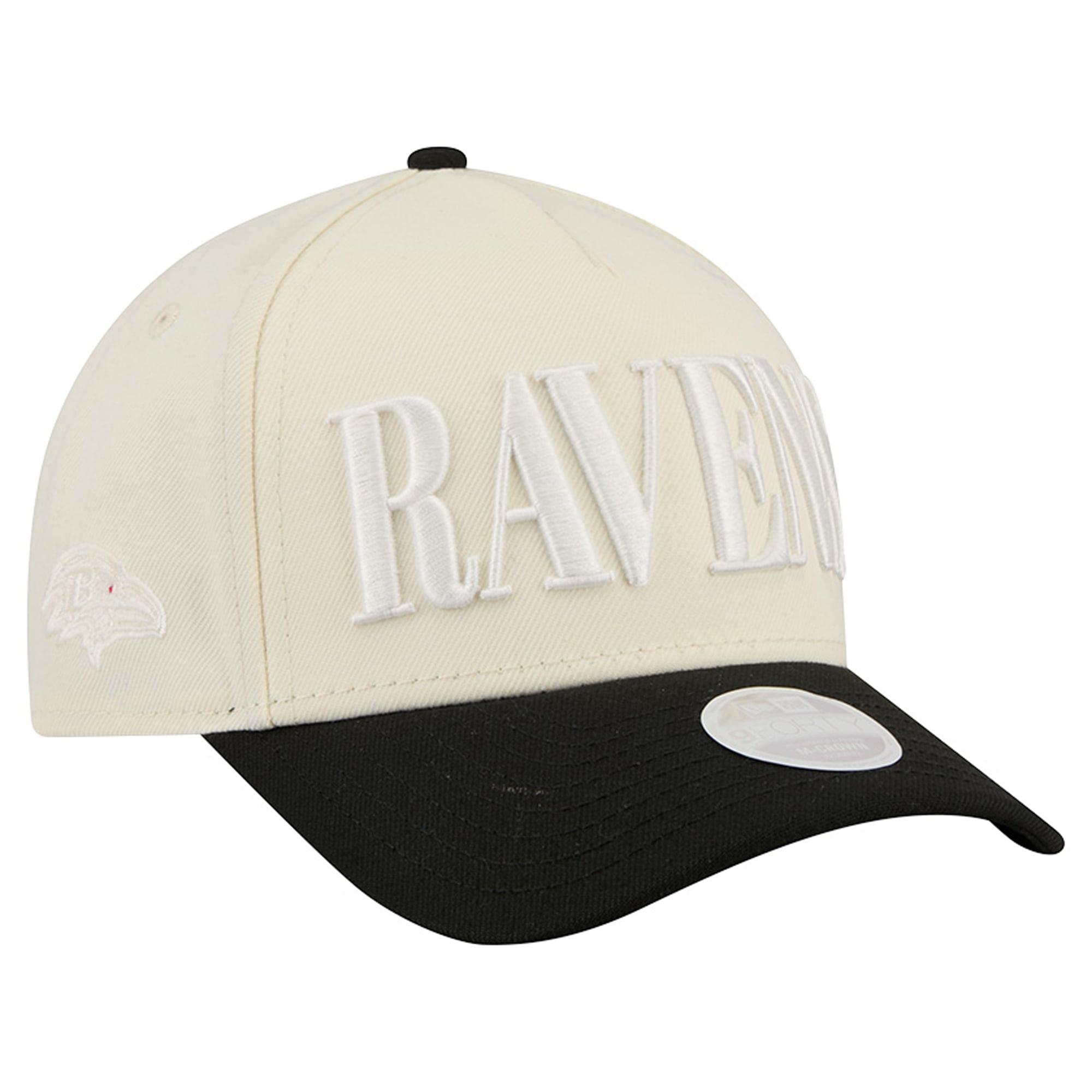 Women's New Era Cream/Black Baltimore Ravens Tonal A-Frame 9FORTY Adjustable Hat