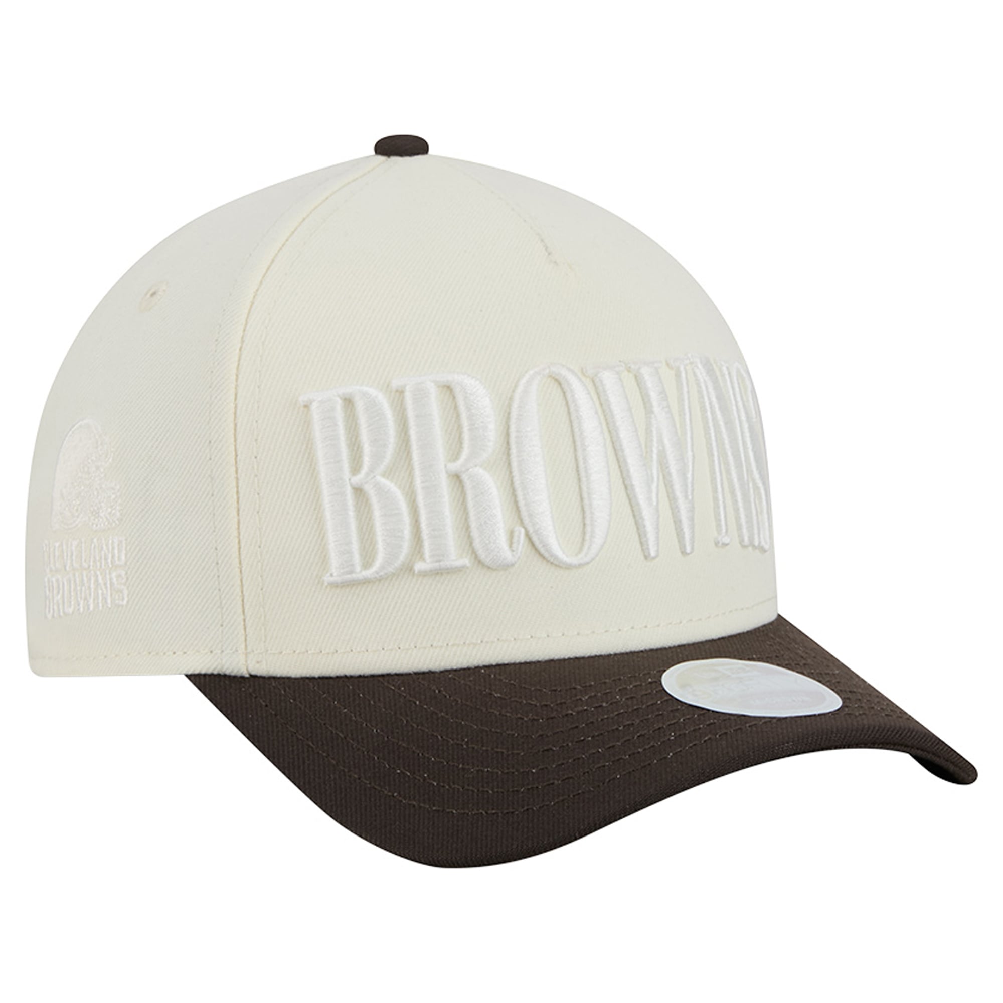 Women's New Era Cream/Brown Cleveland Browns Tonal A-Frame 9FORTY Adjustable Hat