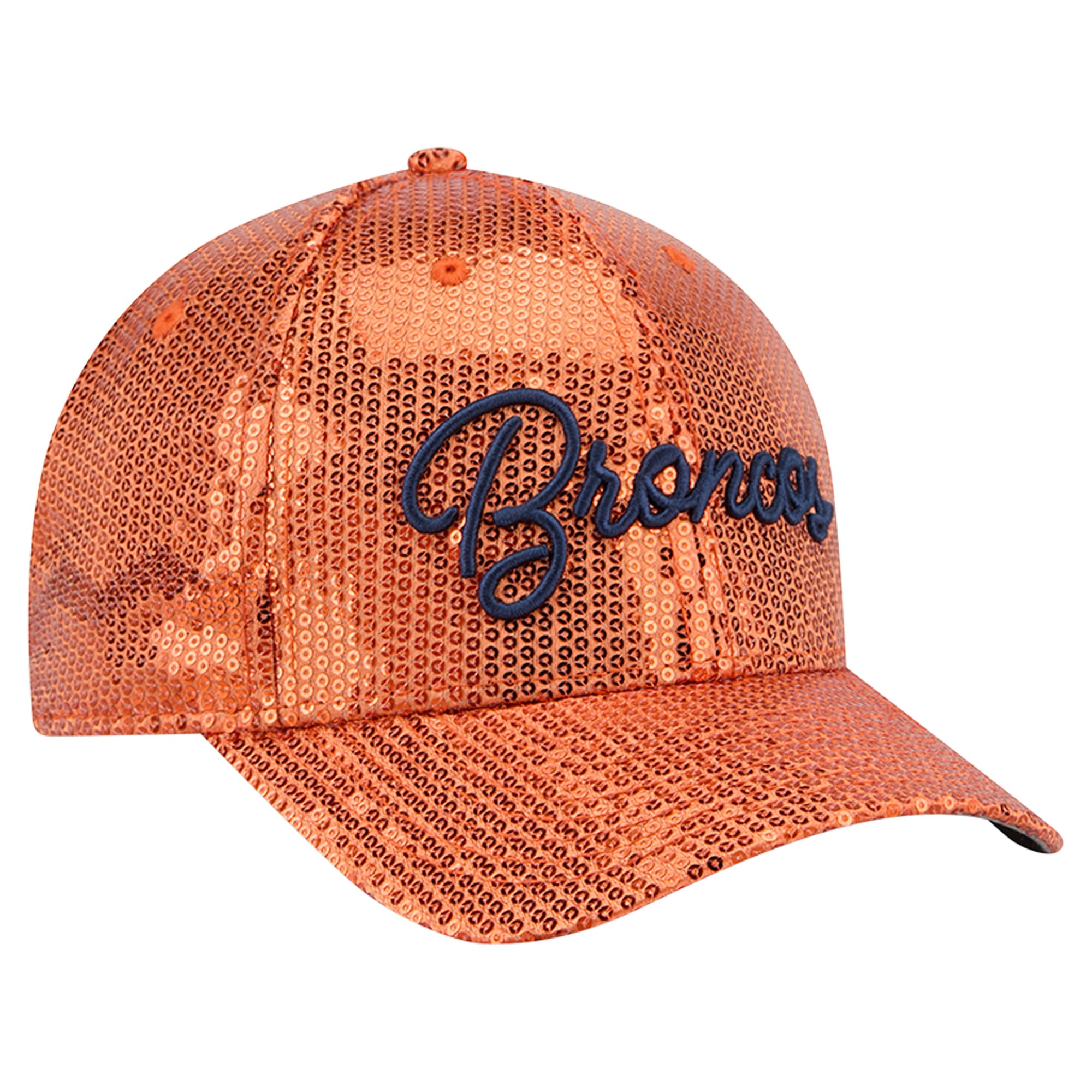 Women's New Era Orange Denver Broncos Sequin Script 9FORTY Adjustable Hat