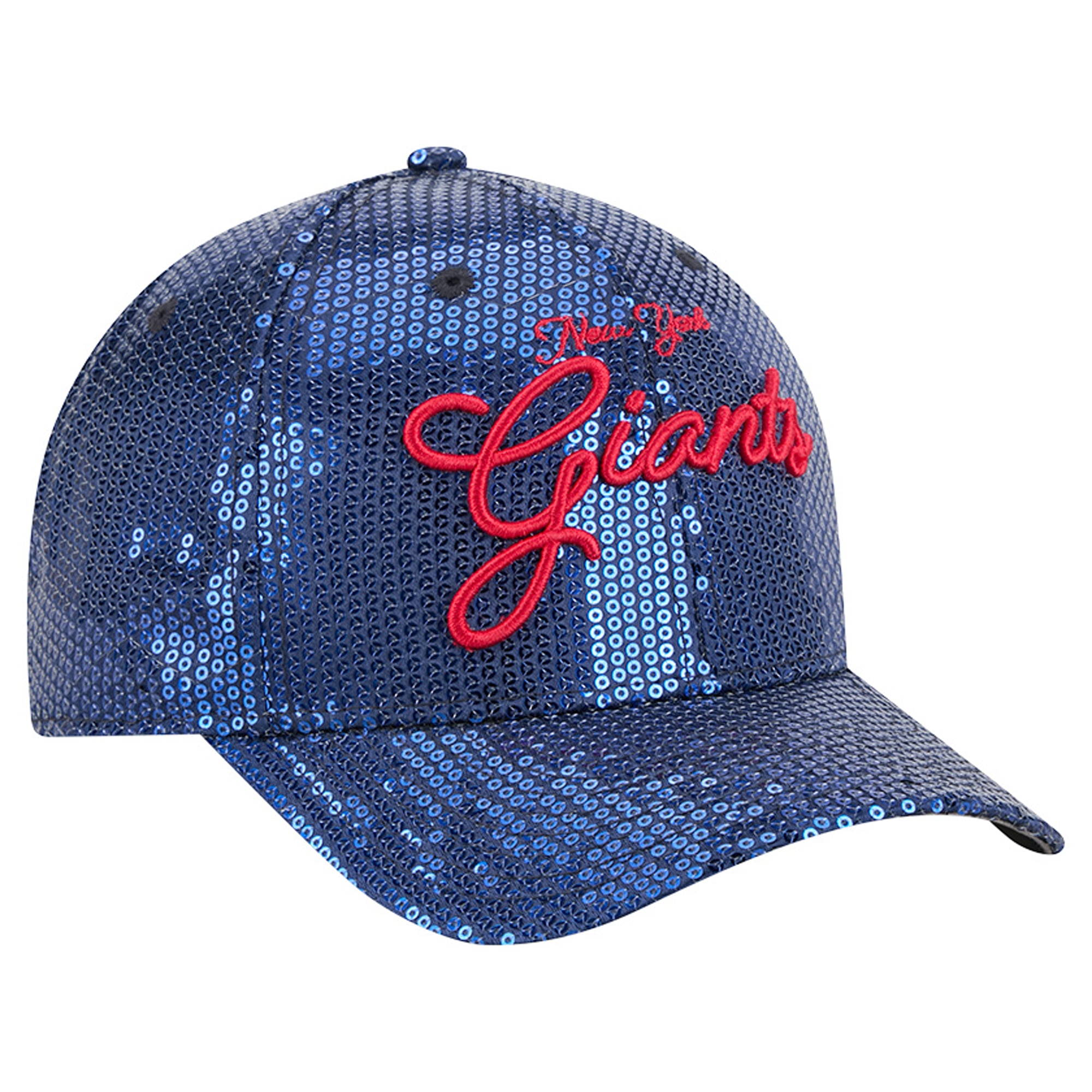 Women's New Era Blue New York Giants Sequin Script 9FORTY Adjustable Hat