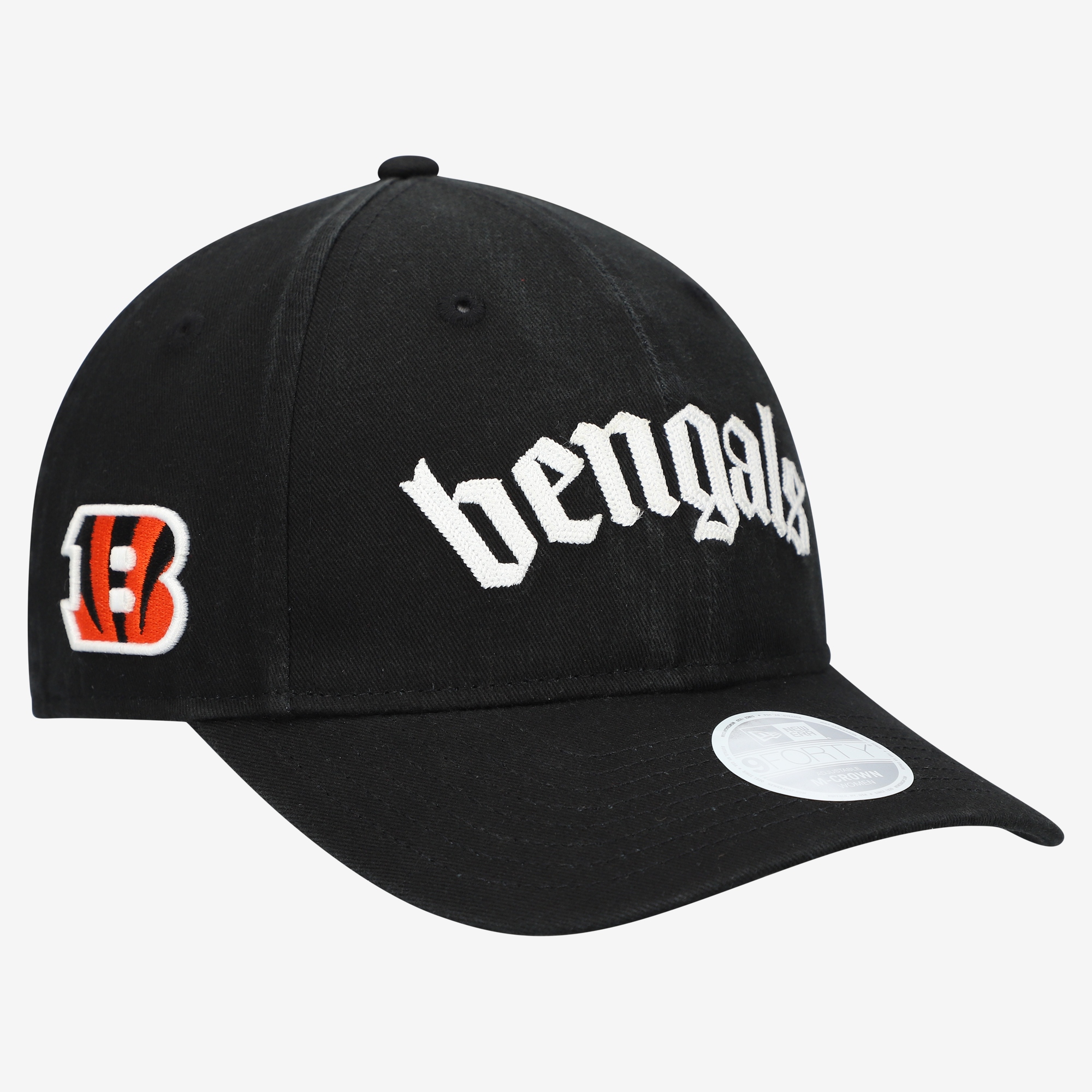 Women's New Era Black Cincinnati Bengals Gothic Font 9FORTY M-Crown Adjustable Hat