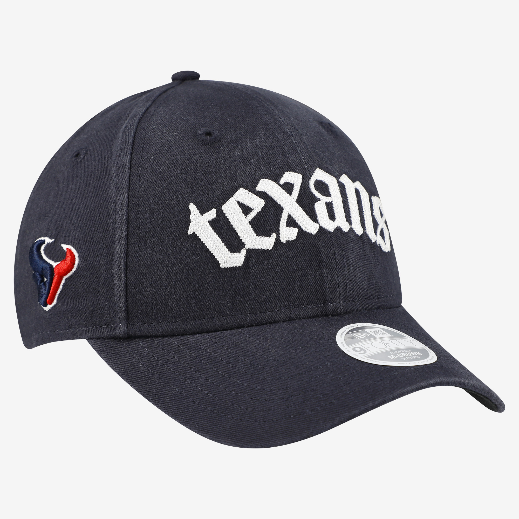 Women's New Era Navy Houston Texans Gothic Font 9FORTY M-Crown Adjustable Hat