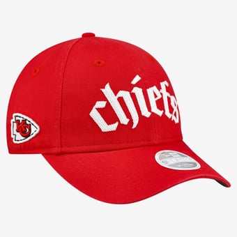 Women's New Era Red Kansas City Chiefs Gothic Font 9FORTY M-Crown Adjustable Hat
