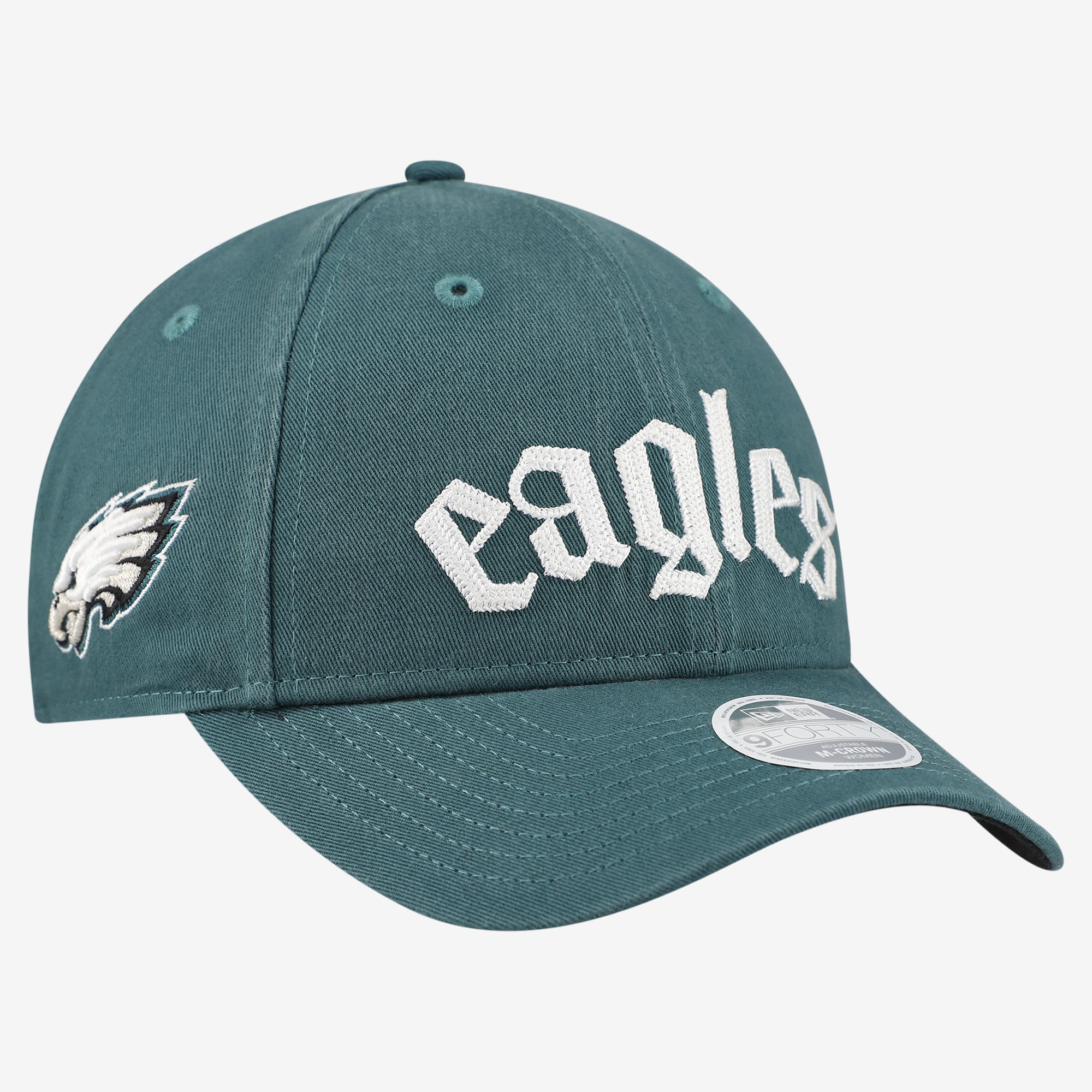 Women's New Era Midnight Green Philadelphia Eagles Gothic Font 9FORTY M-Crown Adjustable Hat