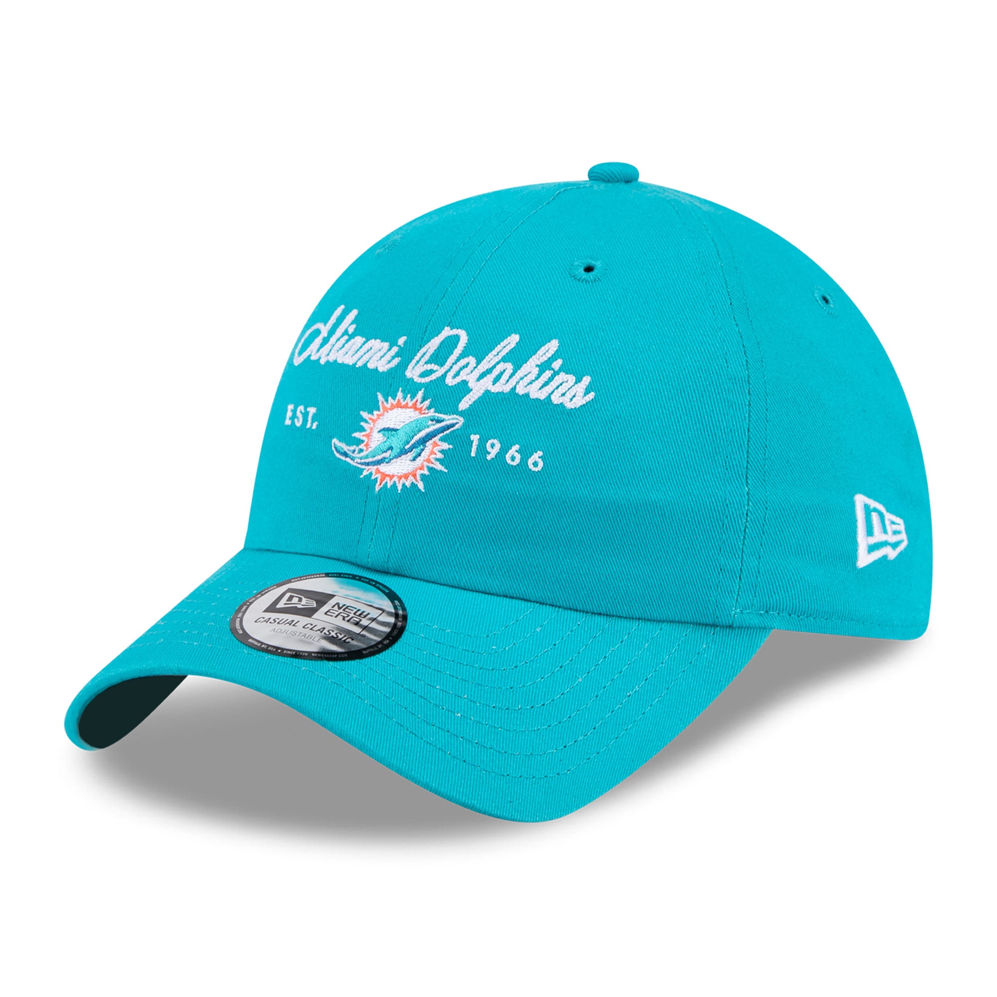 Women's New Era Aqua Miami Dolphins Script Casual Classic Adjustable Hat
