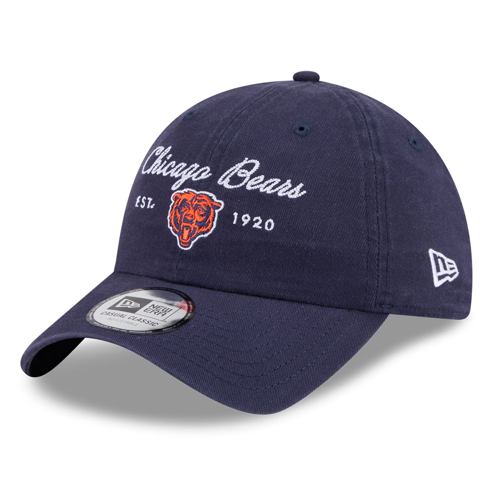 Women's New Era Navy Chicago Bears Script Casual Classic Adjustable Hat
