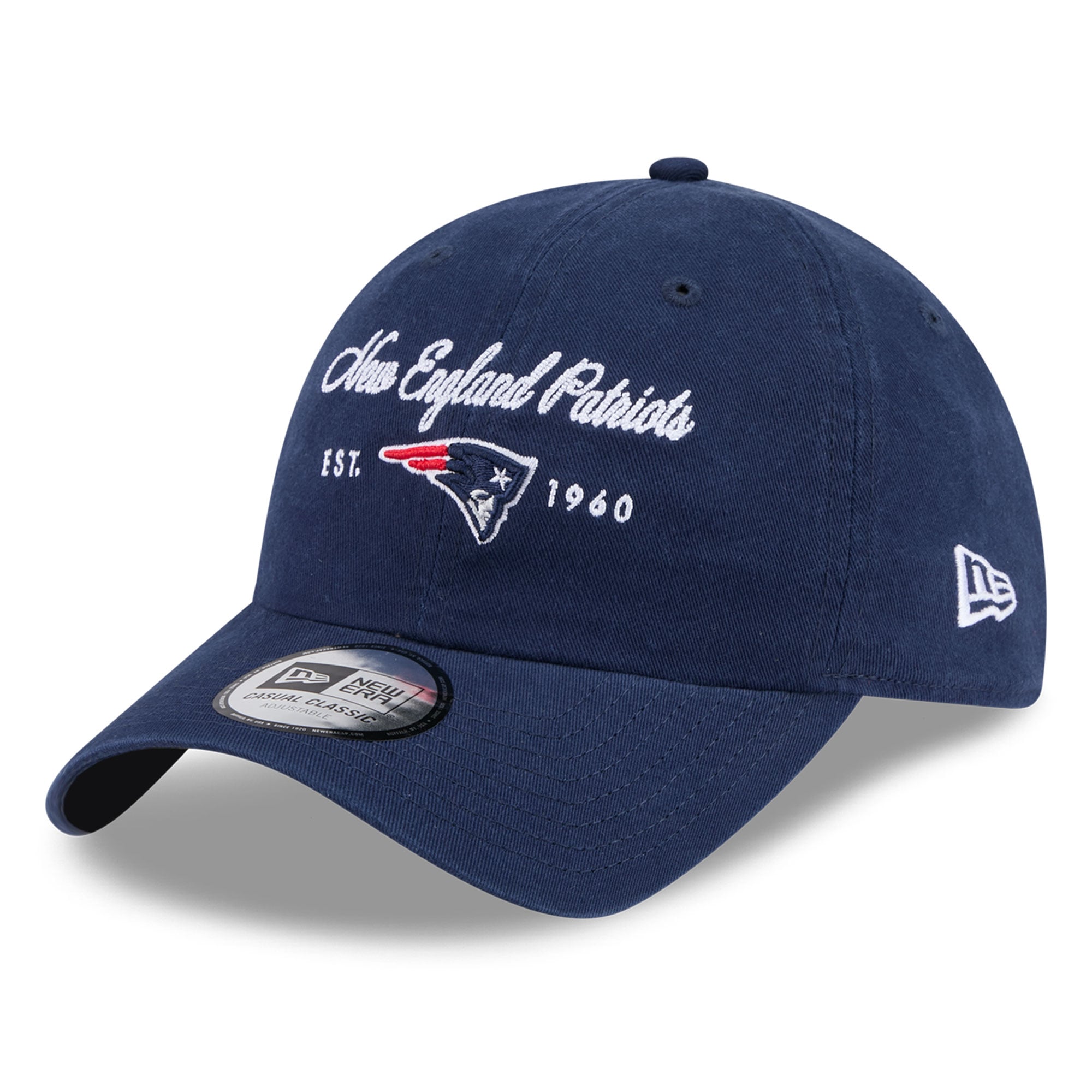 Women's New Era Navy New England Patriots Script Casual Classic Adjustable Hat