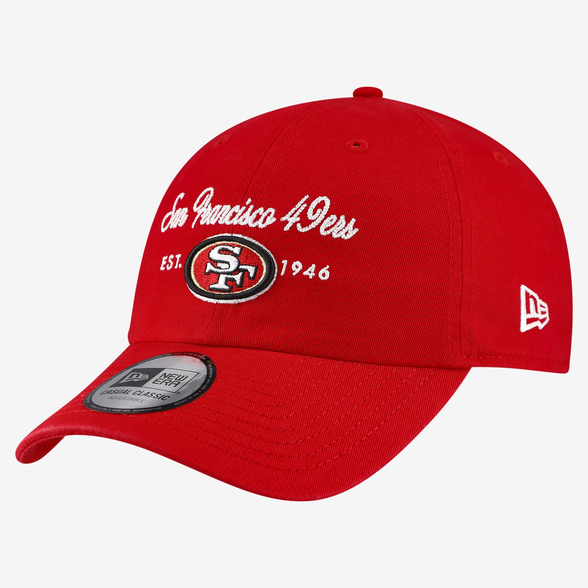 Women's New Era Scarlet San Francisco 49ers Script Casual Classic Adjustable Hat