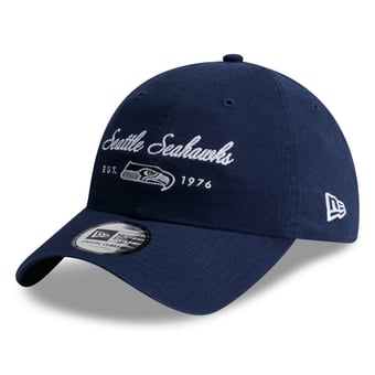 Women's New Era College Navy Seattle Seahawks Script Casual Classic Adjustable Hat
