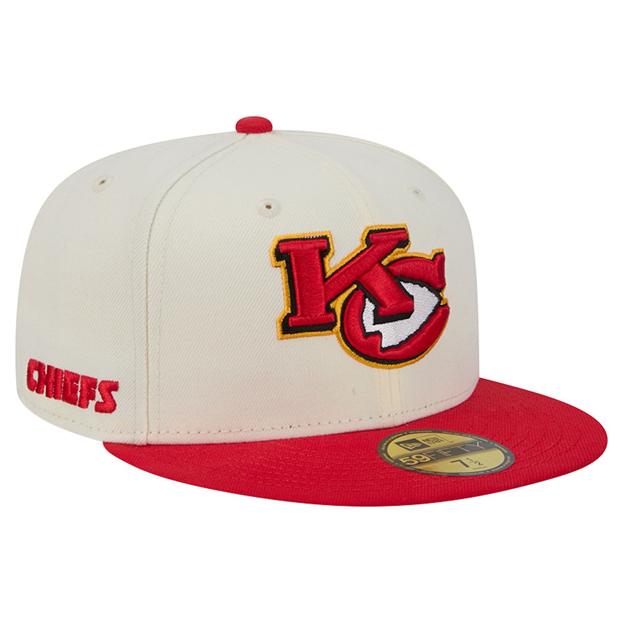 Men's New Era Cream/Red Kansas City Chiefs Deceptor 59FIFTY Fitted Hat