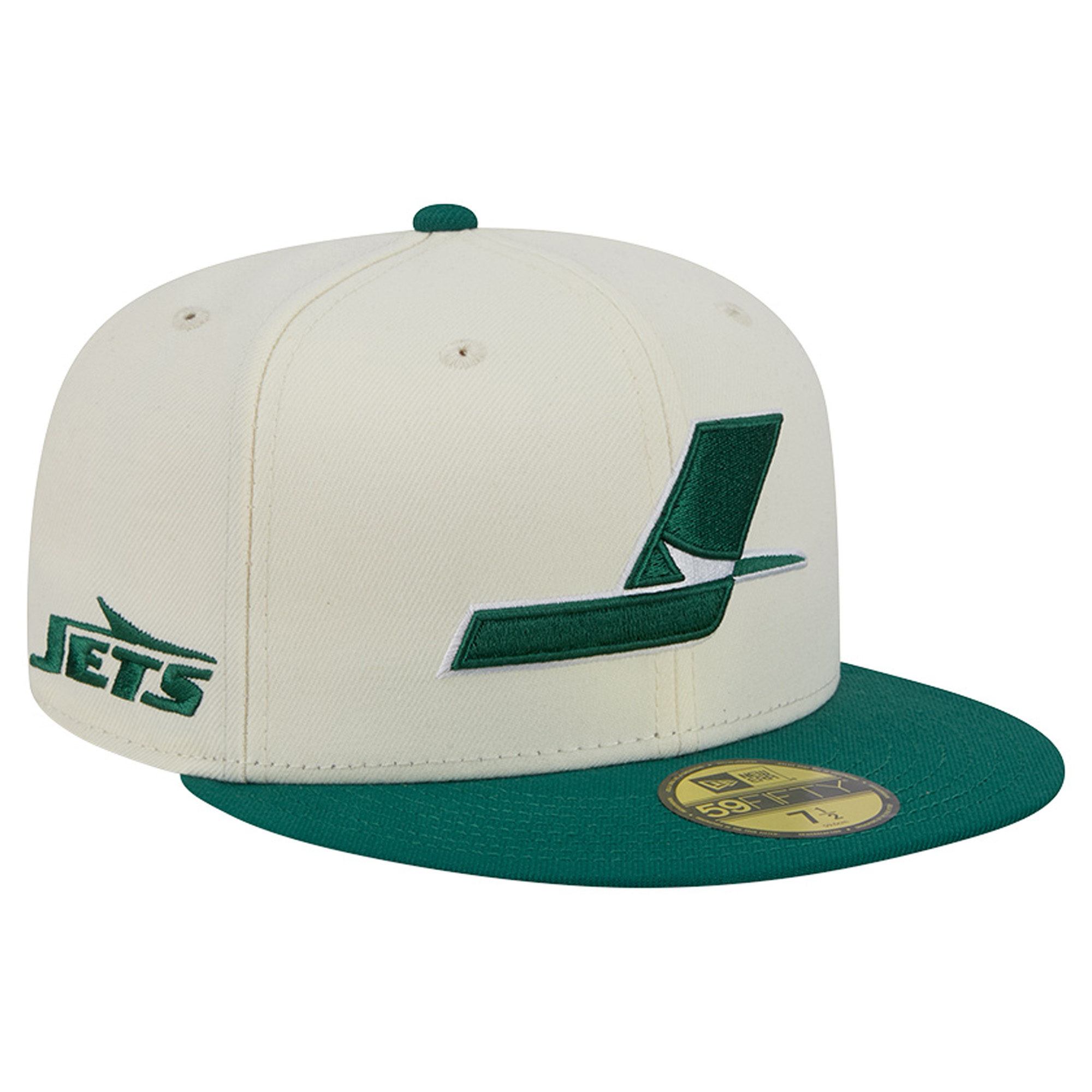 Men's New Era Cream/Green New York Jets Deceptor 59FIFTY Fitted Hat