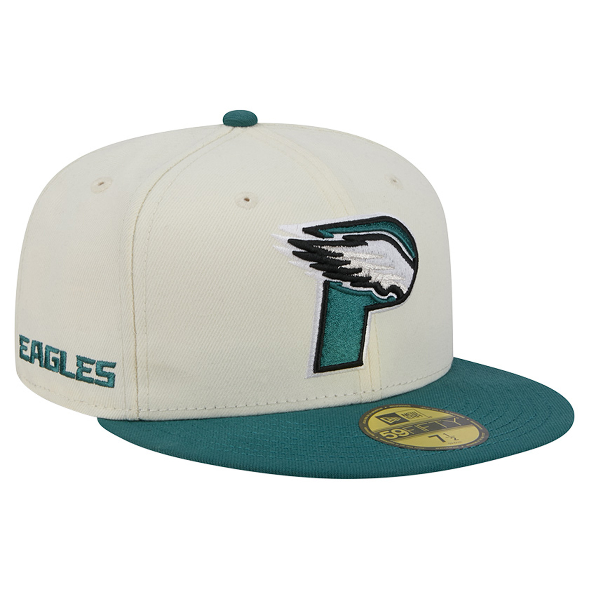 Men's New Era Cream/Midnight Green Philadelphia Eagles Deceptor 59FIFTY Fitted Hat