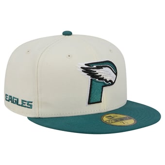 Men's New Era Cream/Midnight Green Philadelphia Eagles Deceptor 59FIFTY Fitted Hat