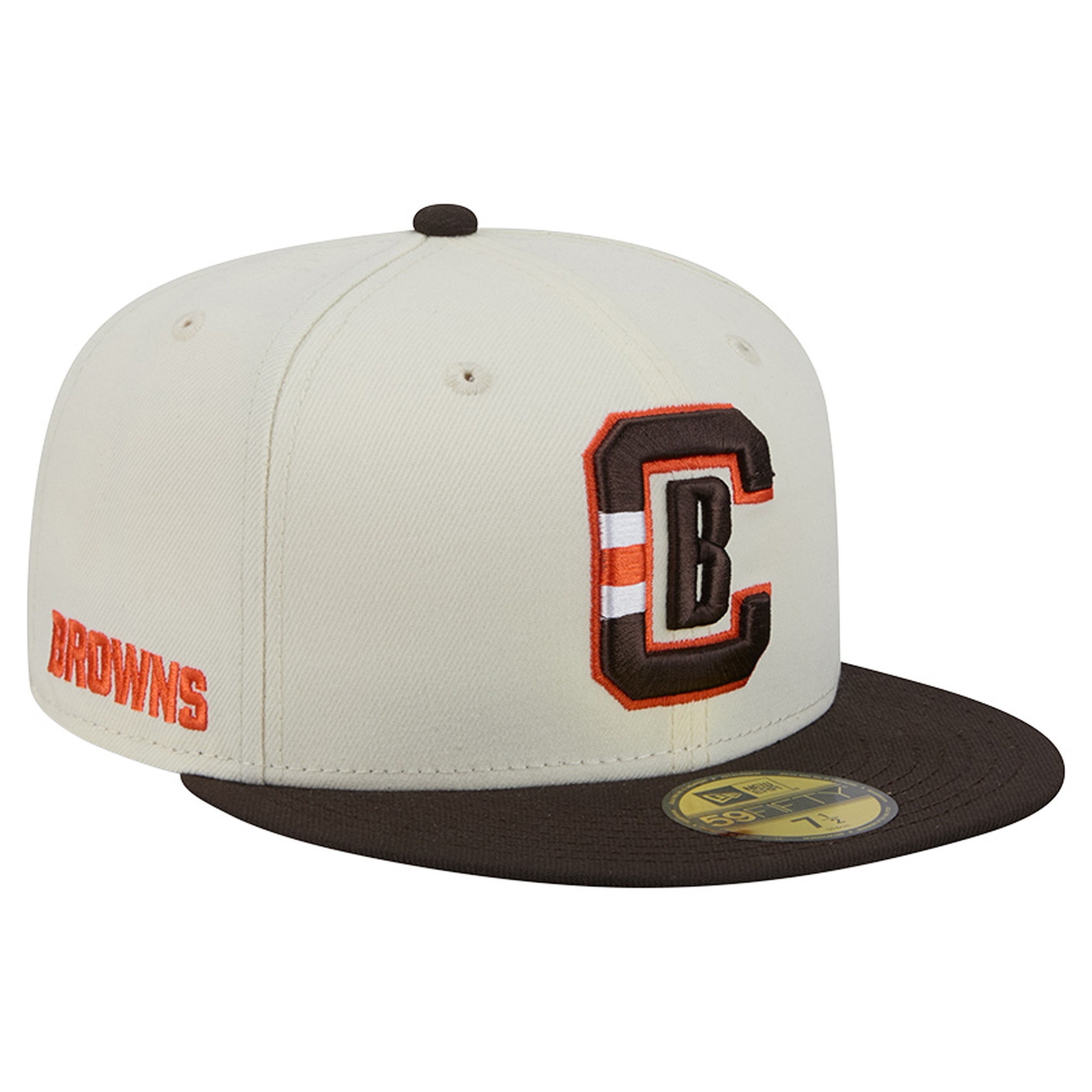 Men's New Era Cream/Brown Cleveland Browns Deceptor 59FIFTY Fitted Hat