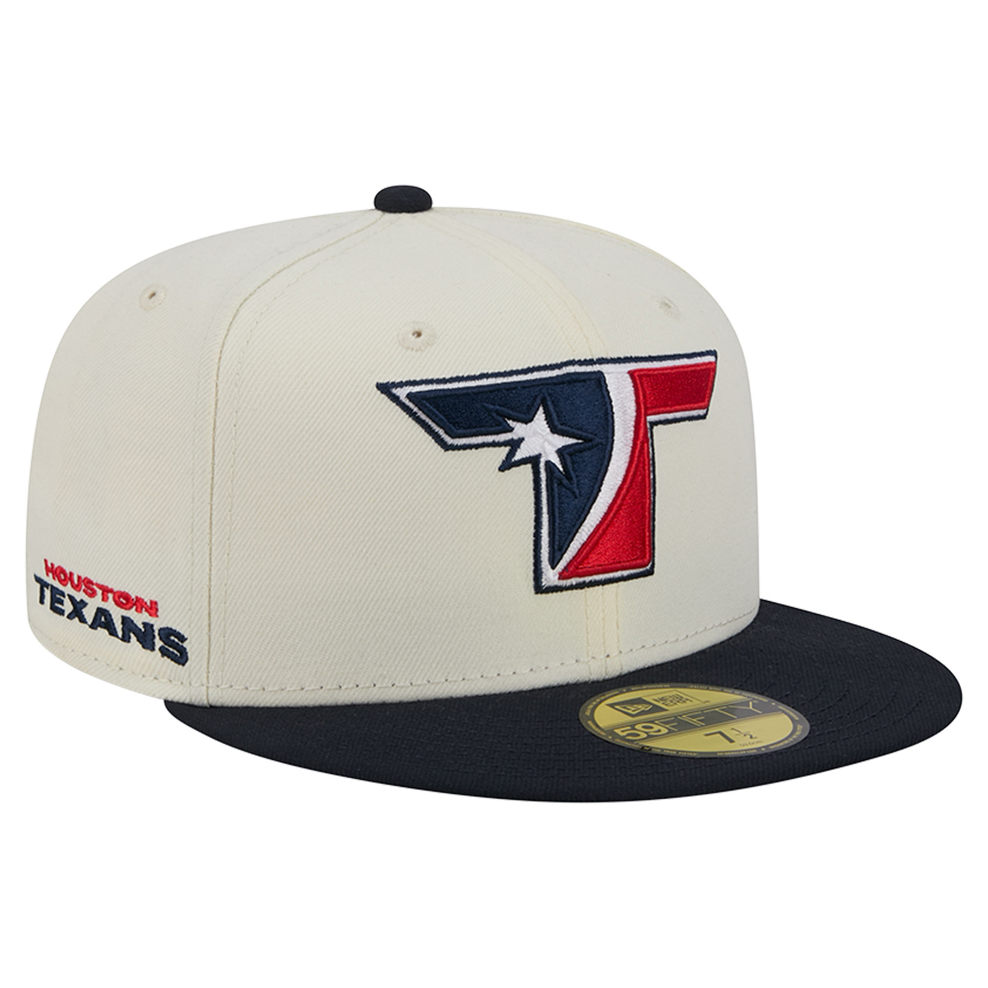 Men's New Era Cream/Navy Houston Texans Deceptor 59FIFTY Fitted Hat
