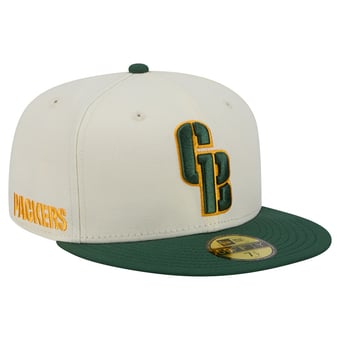 Men's New Era Cream/Green Green Bay Packers Deceptor 59FIFTY Fitted Hat