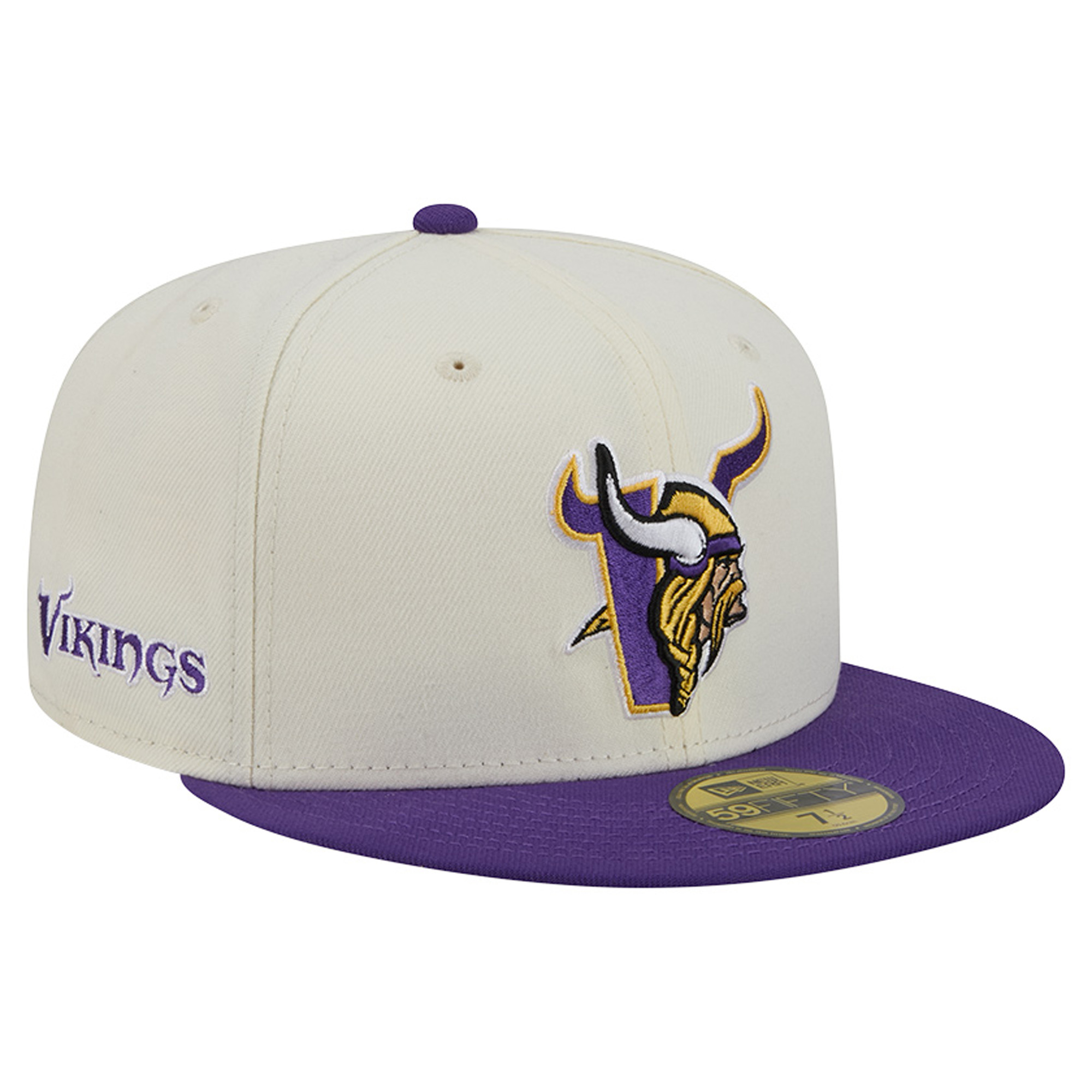 Men's New Era Cream/Purple Minnesota Vikings Deceptor 59FIFTY Fitted Hat