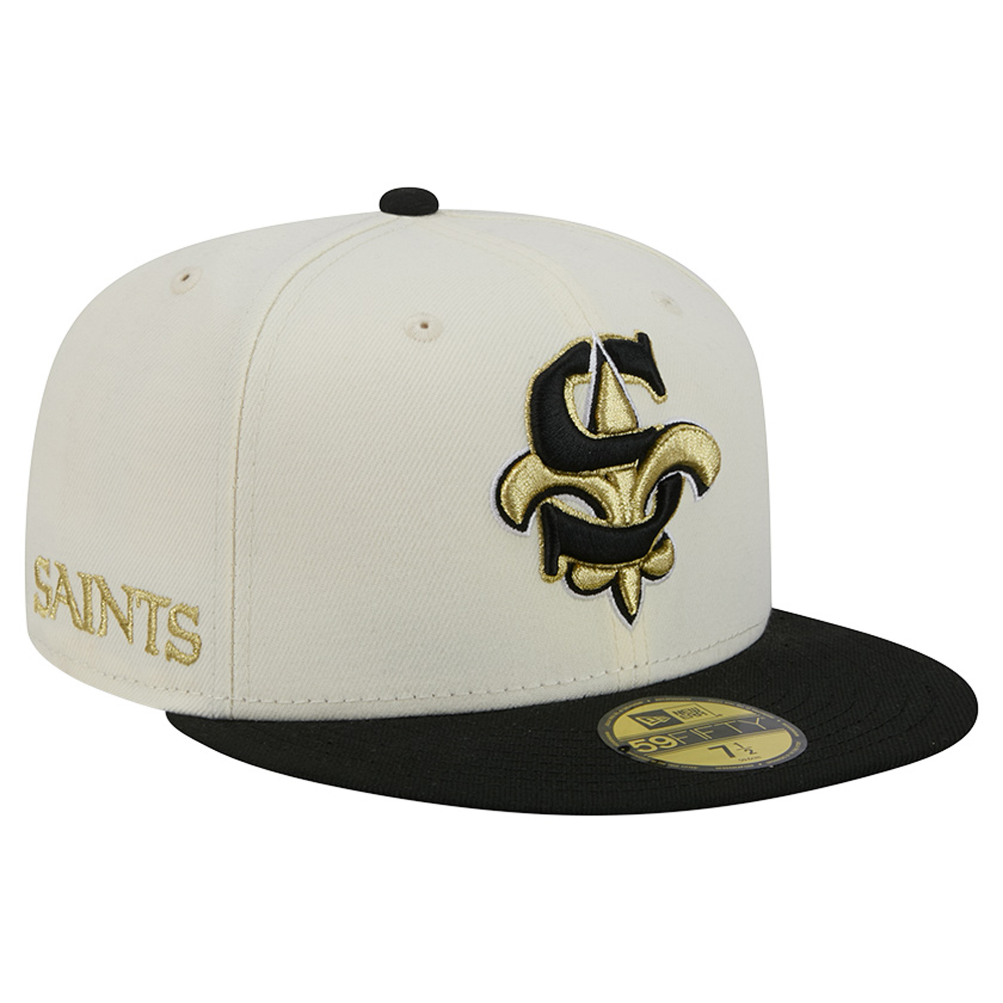Men's New Era Cream/Black New Orleans Saints Deceptor 59FIFTY Fitted Hat