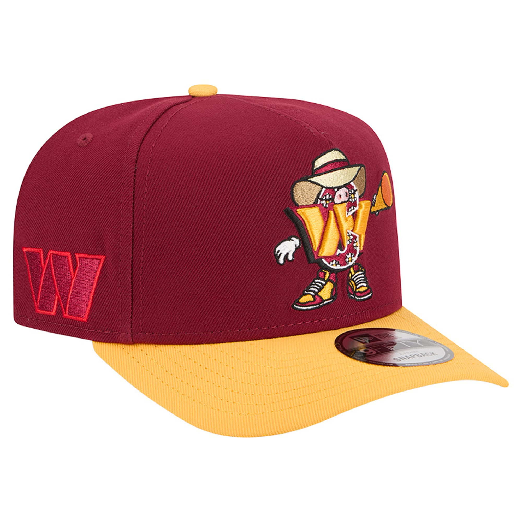 Men's New Era Burgundy/Gold Washington Commanders Cartoon A-Frame 9FIFTY Snapback