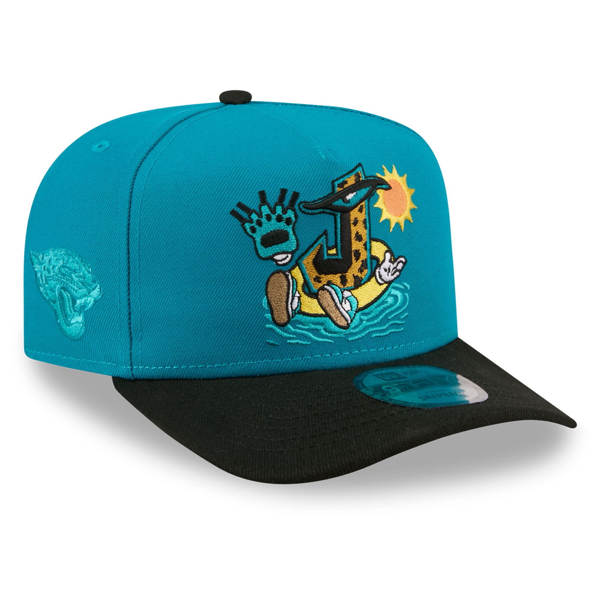 Men's New Era Teal/Black Jacksonville Jaguars Cartoon A-Frame 9FIFTY Snapback Hat