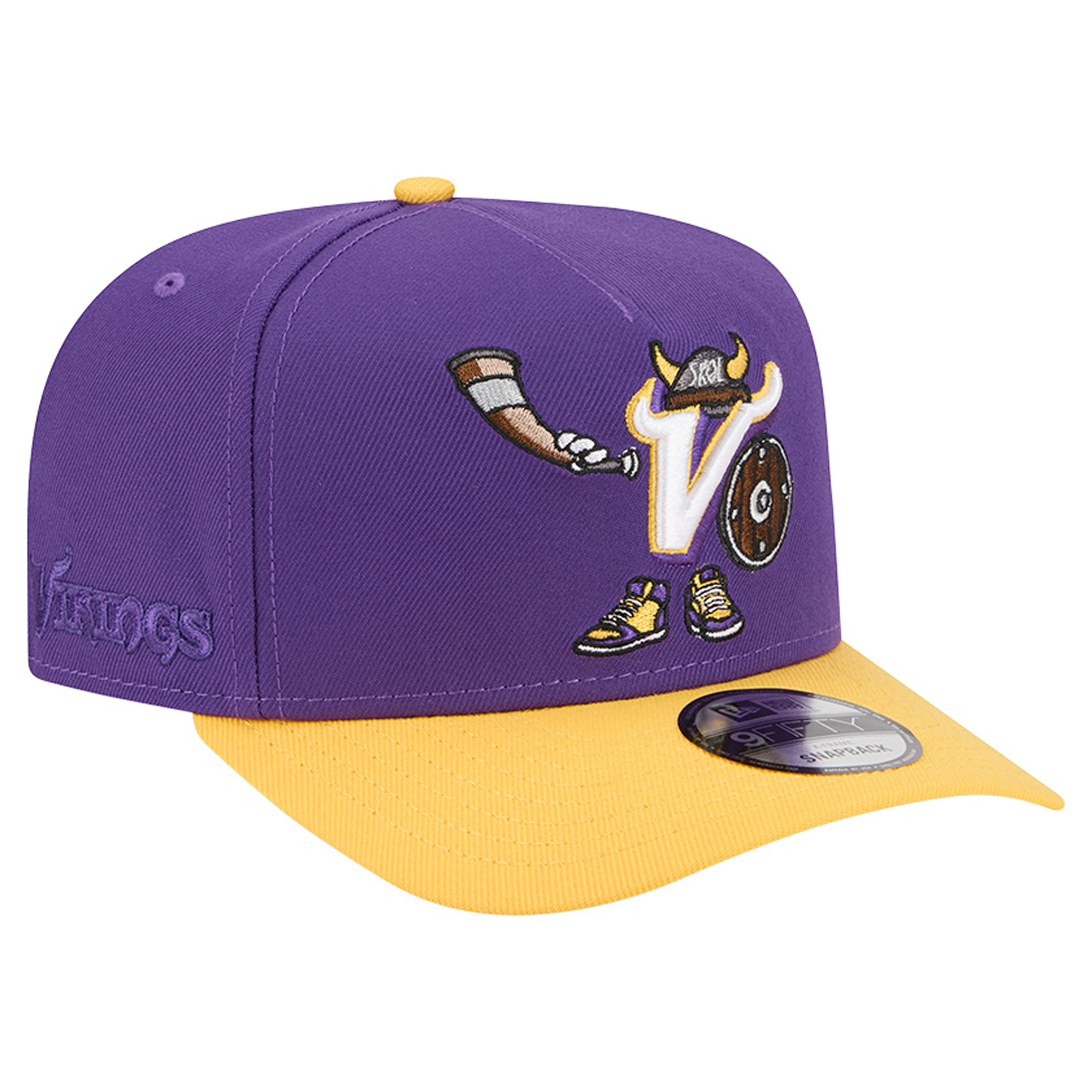 Men's New Era Purple/Purple Minnesota Vikings Cartoon A-Frame 9FIFTY Snapback