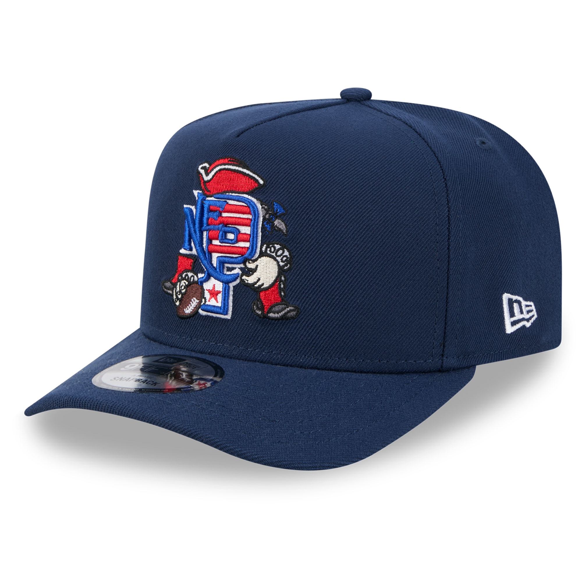 Men's New Era Navy New England Patriots Cartoon A-Frame 9FIFTY Snapback
