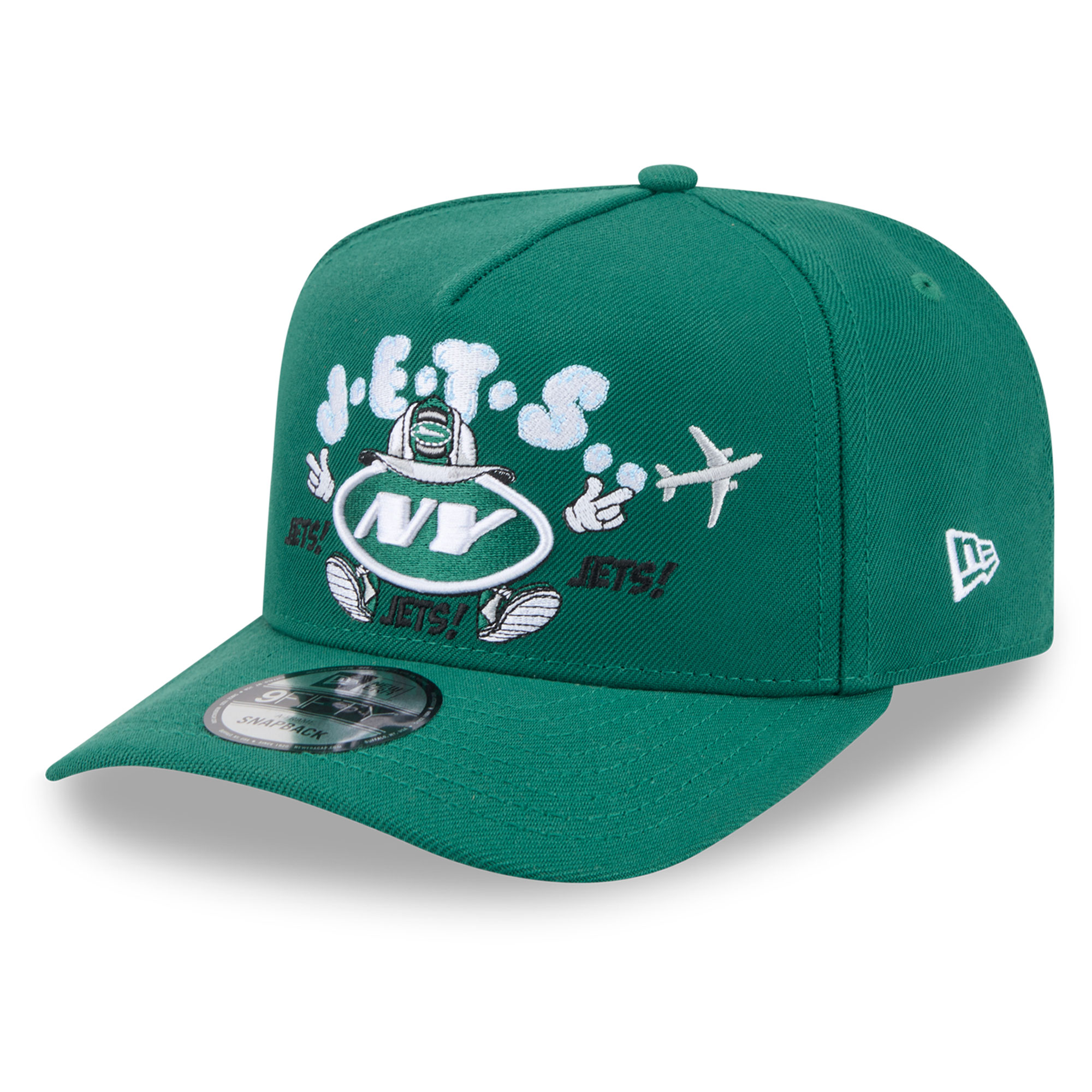 Men's New Era Green New York Jets Cartoon A-Frame 9FIFTY Snapback