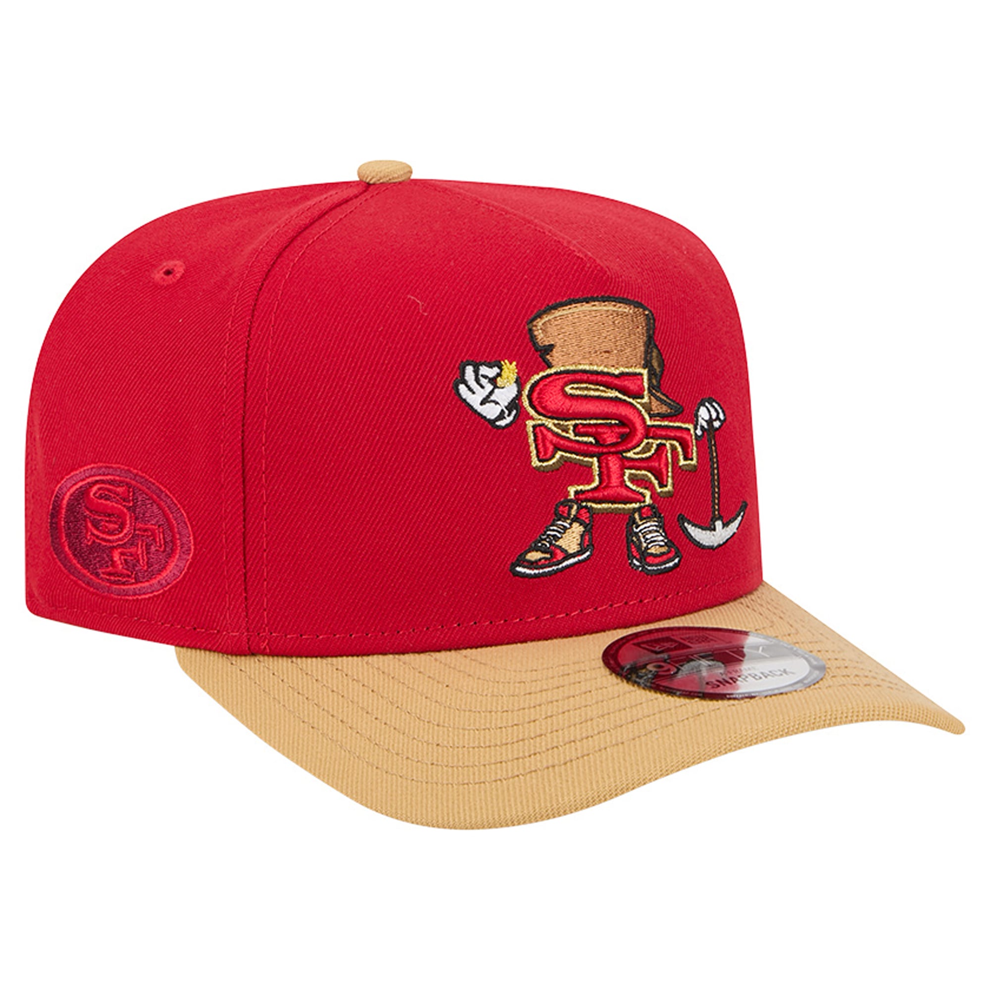 Men's New Era Scarlet/Gold San Francisco 49ers Cartoon A-Frame 9FIFTY Snapback