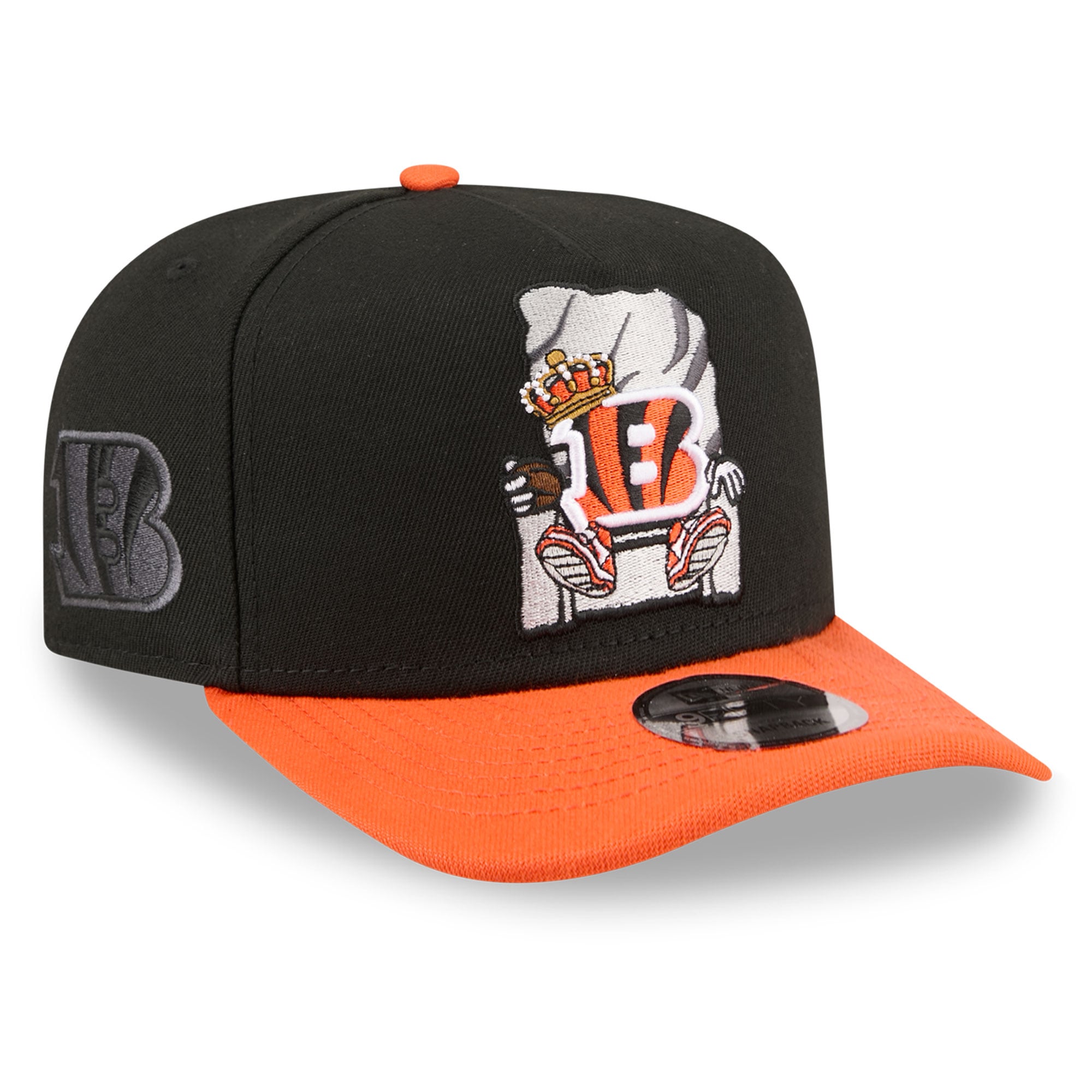 Men's New Era Black Cincinnati Bengals Cartoon A-Frame 9FIFTY Snapback