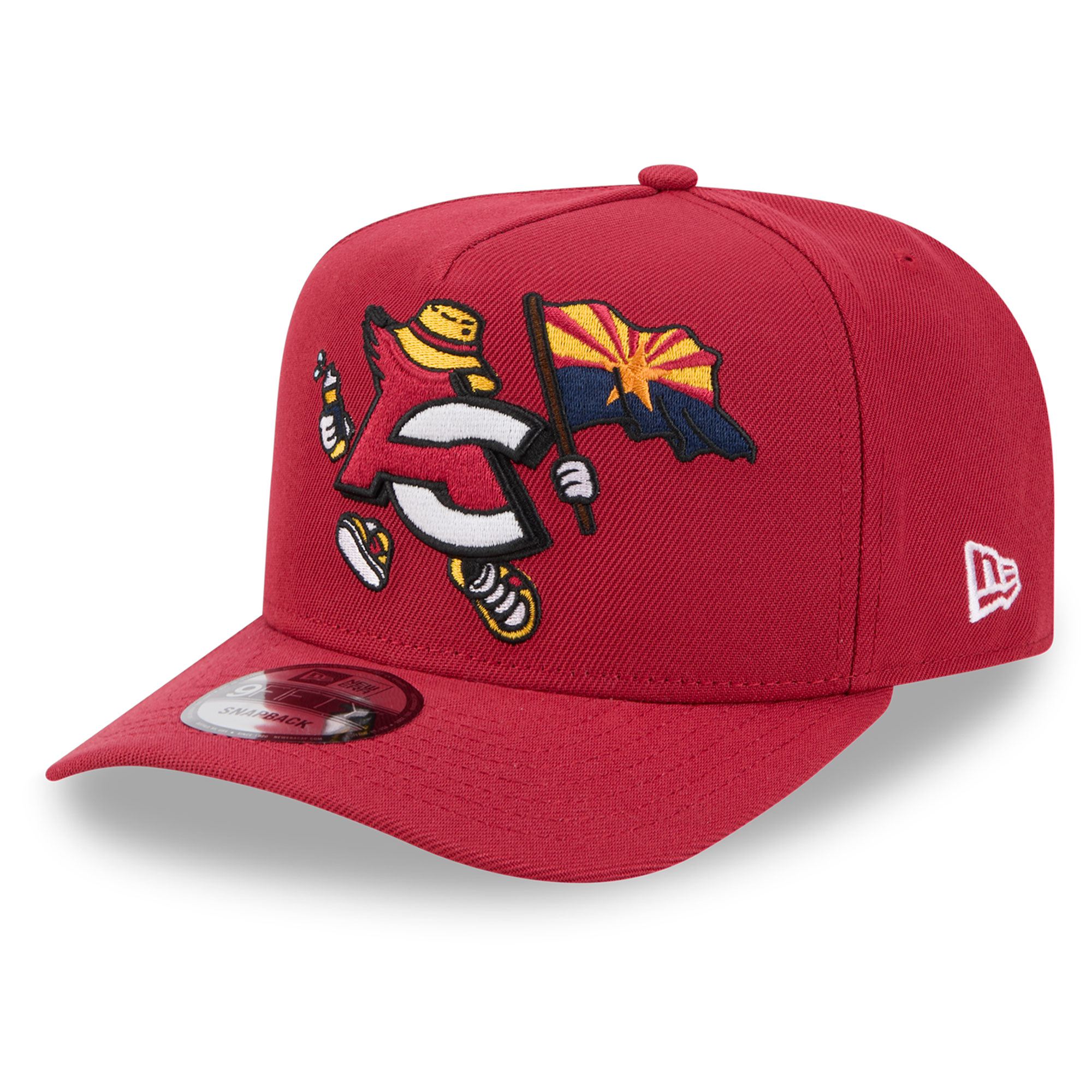 Men's New Era Cardinal Arizona Cardinals Cartoon A-Frame 9FIFTY Snapback
