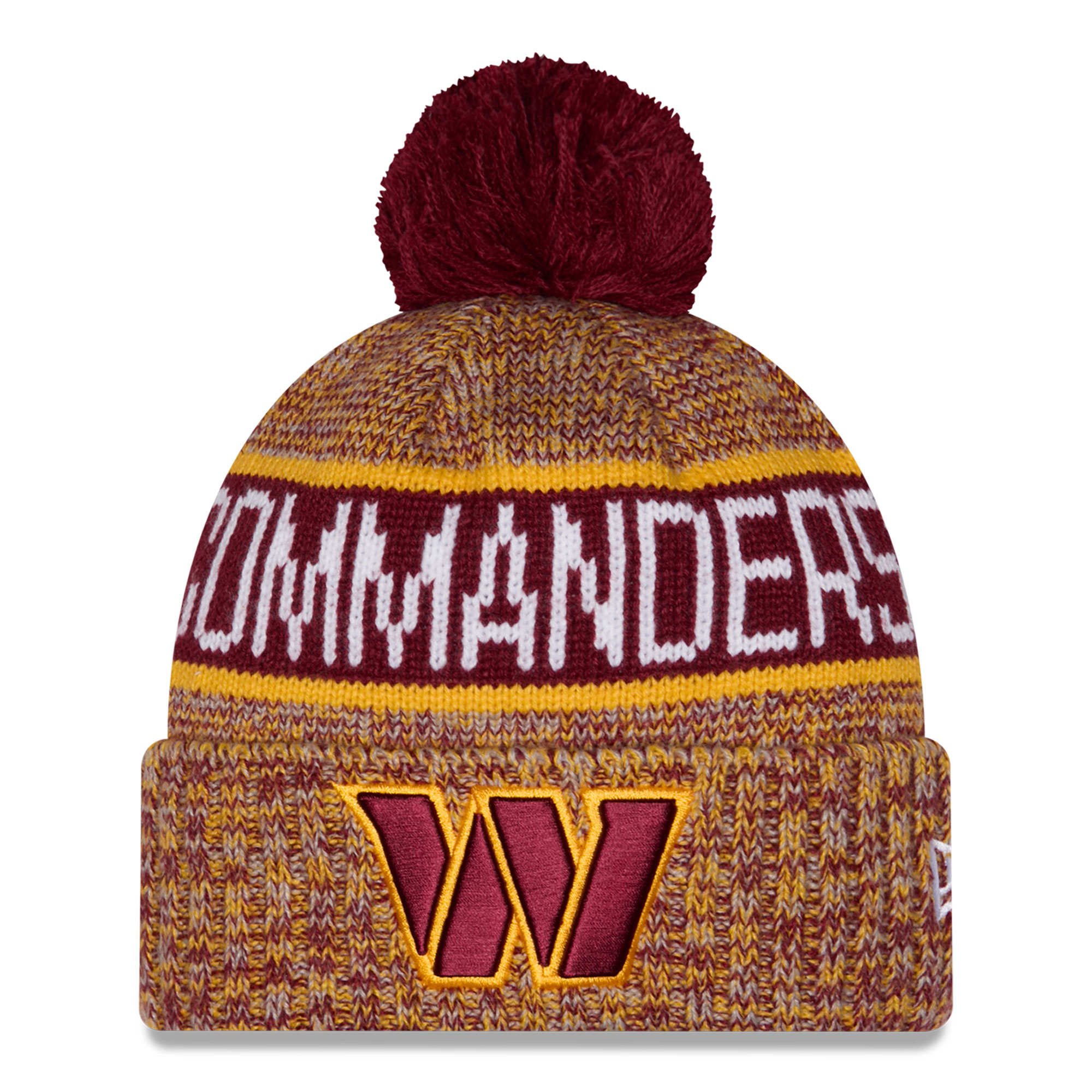 Men's New Era Burgundy Washington Commanders Marled Cuffed Knit Hat with Pom