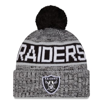 Men's New Era Black Las Vegas Raiders Marled Cuffed Knit Hat with Pom