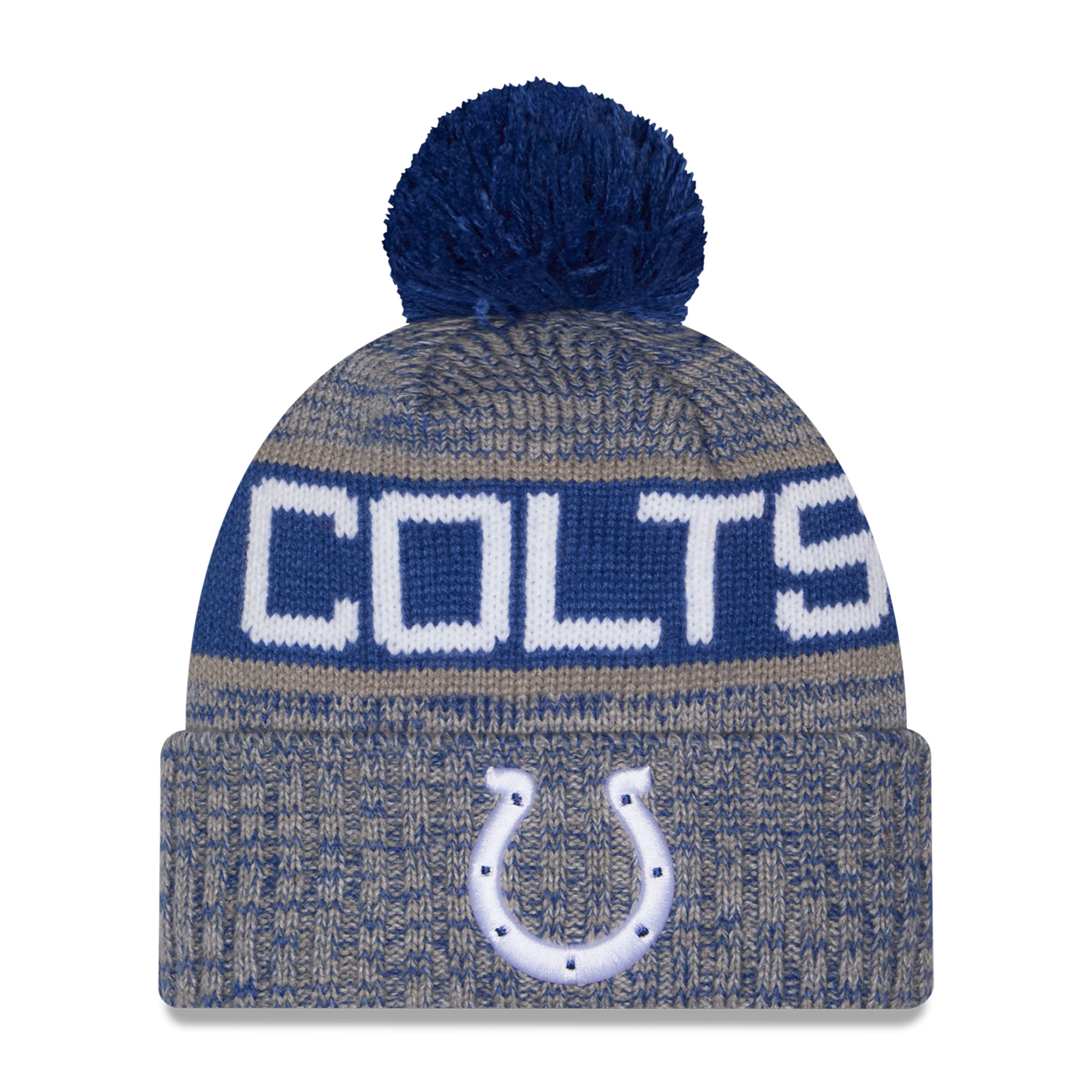 Men's New Era Royal Indianapolis Colts Marled Cuffed Knit Hat with Pom