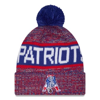 Men's New Era Royal New England Patriots Throwback Marled Cuffed Knit Hat with Pom
