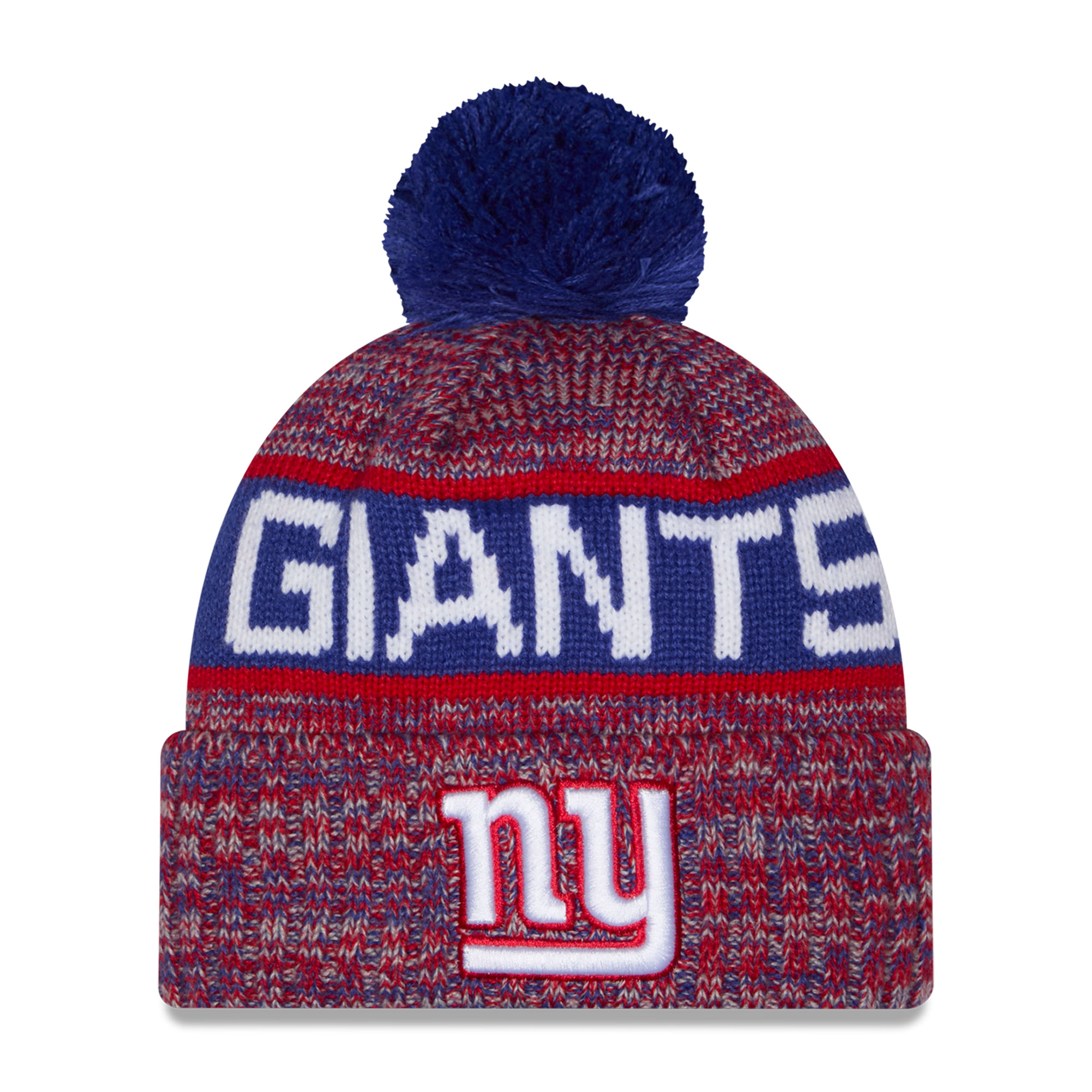 Men's New Era Royal New York Giants Marled Cuffed Knit Hat with Pom