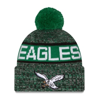 Men's New Era Kelly Green Philadelphia Eagles Throwback Marled Cuffed Knit Hat with Pom