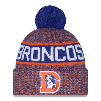 Men's New Era Royal Denver Broncos Throwback Marled Cuffed Knit Hat with Pom
