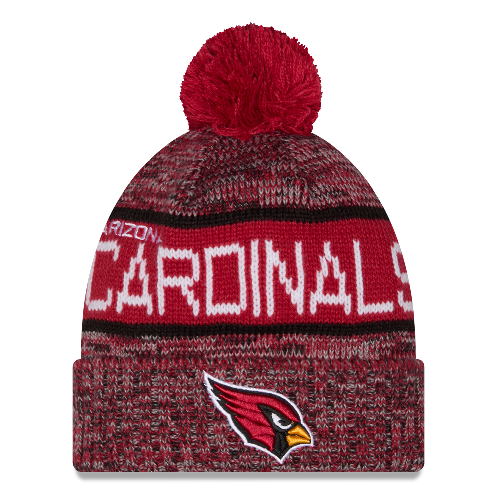 Men's New Era Cardinal Arizona Cardinals Marled Cuffed Knit Hat with Pom