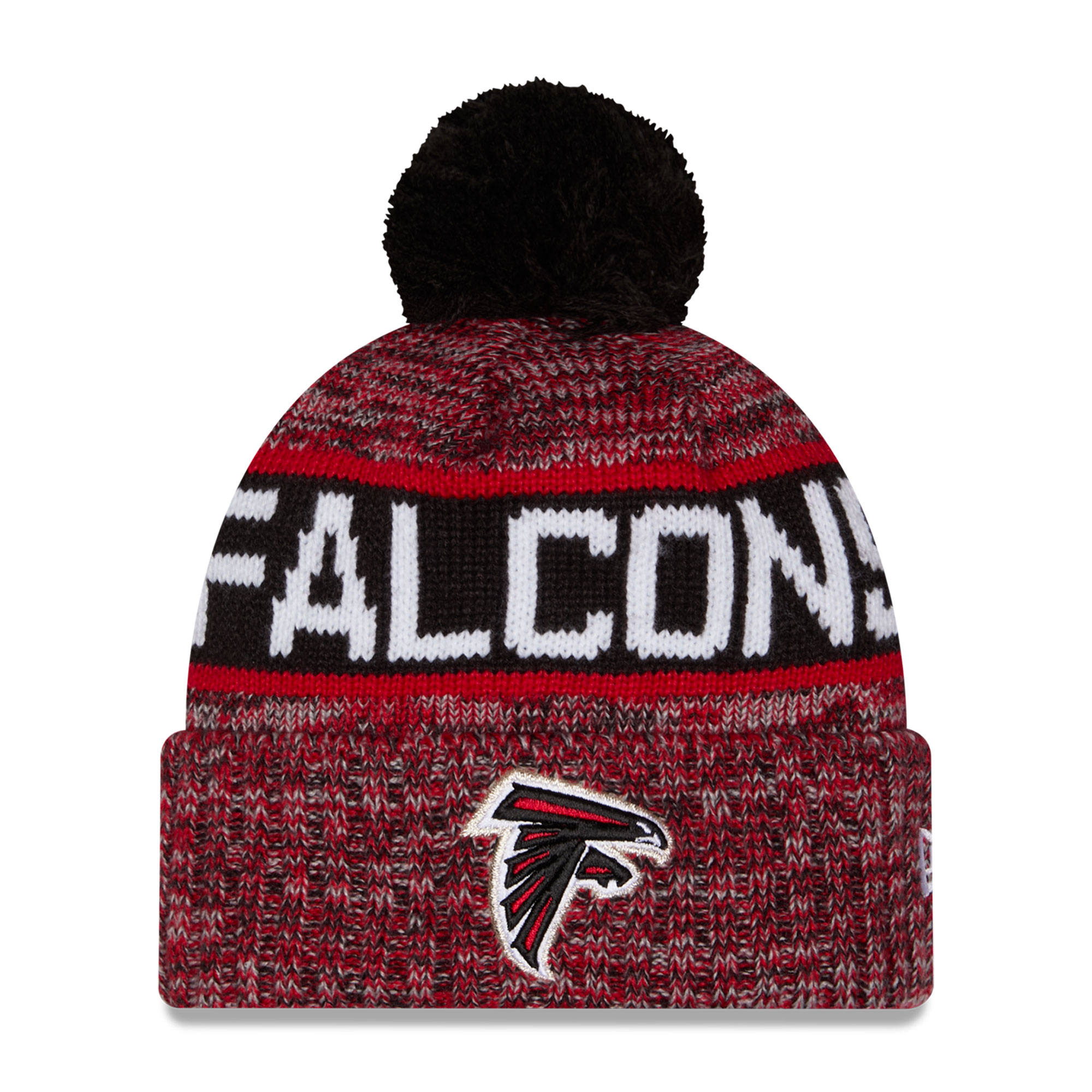 Men's New Era Black Atlanta Falcons Marled Cuffed Knit Hat with Pom